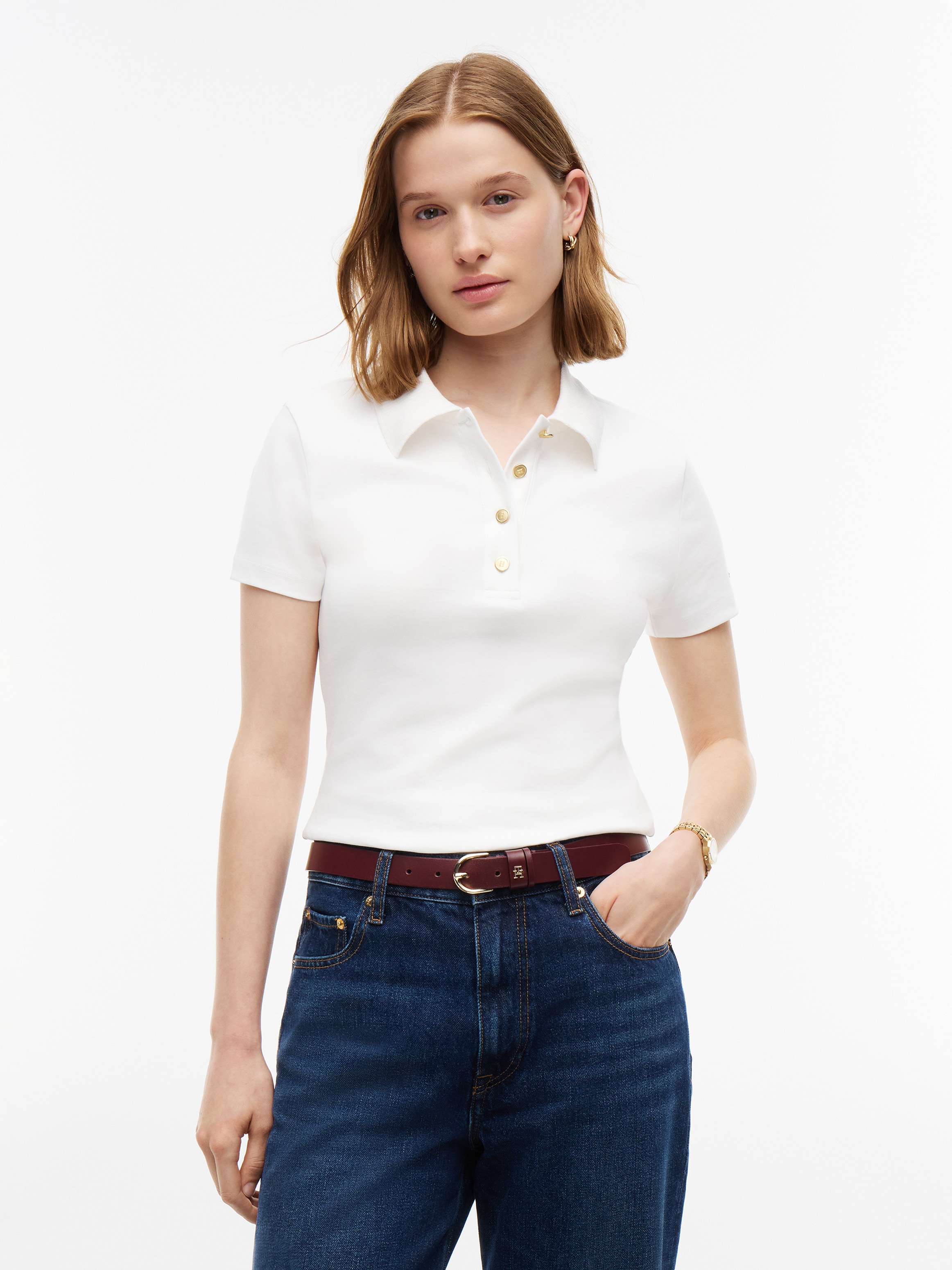 Tommy Hilfiger Poloshirt »GOLD BUTTON REG S/S POLO« Baumwolle
