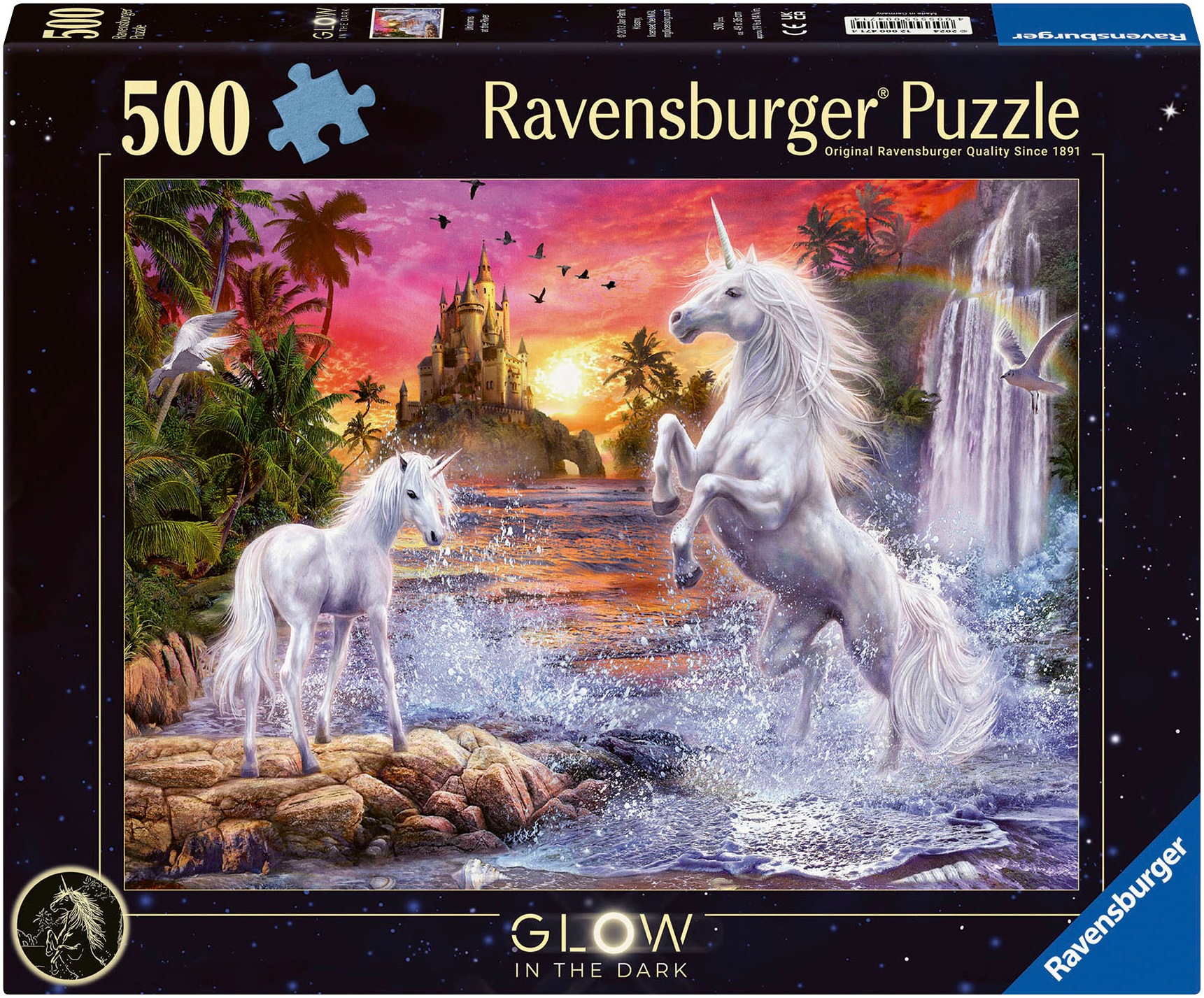 Puzzle »Glow in the Dark, Einhörner am Fluss«, Made in Germany; FSC® - schützt Wald -...