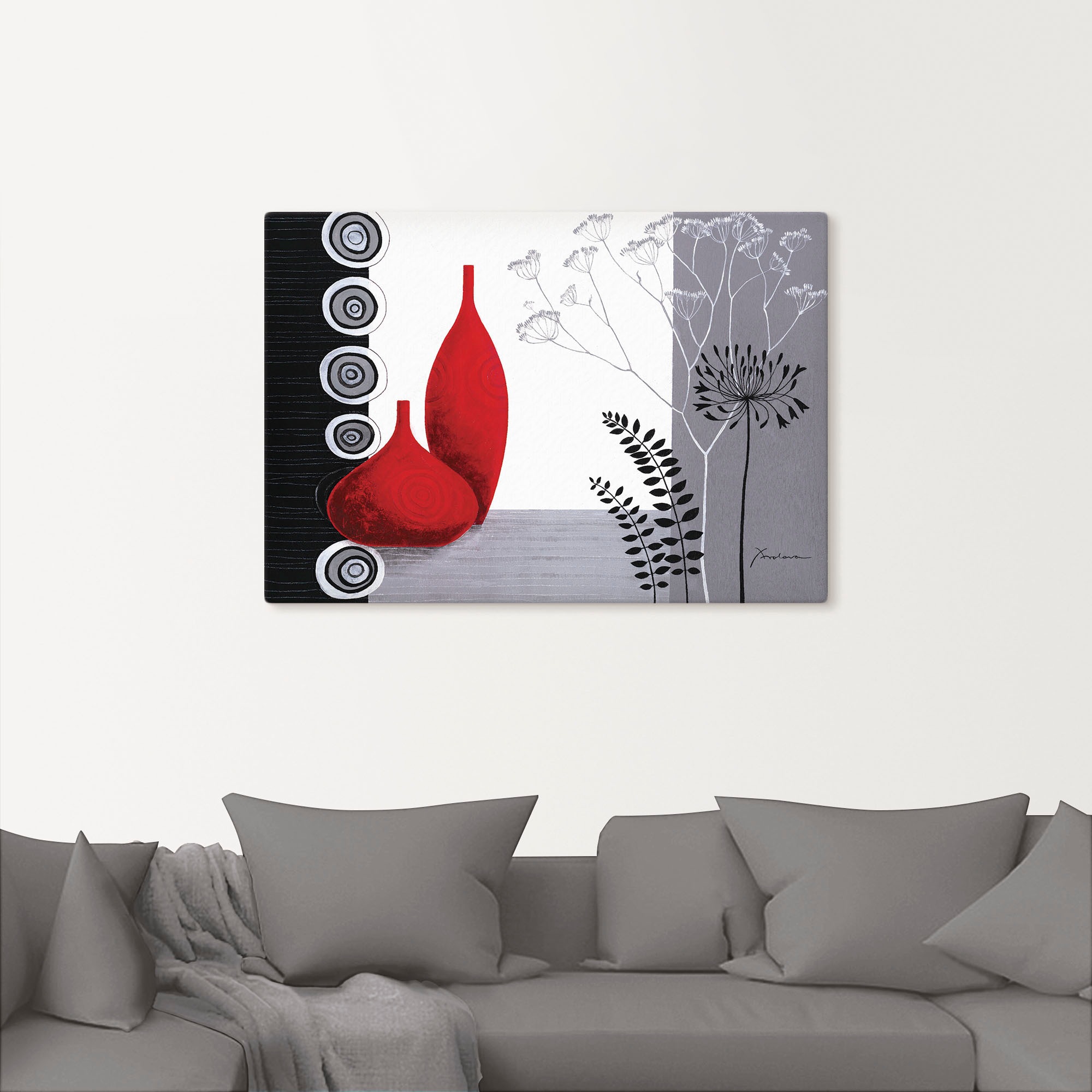 Artland Leinwandbild "Rote Vasen" Vasen & Töpfe 1 Stk. tlg. als Leinwandbil günstig online kaufen