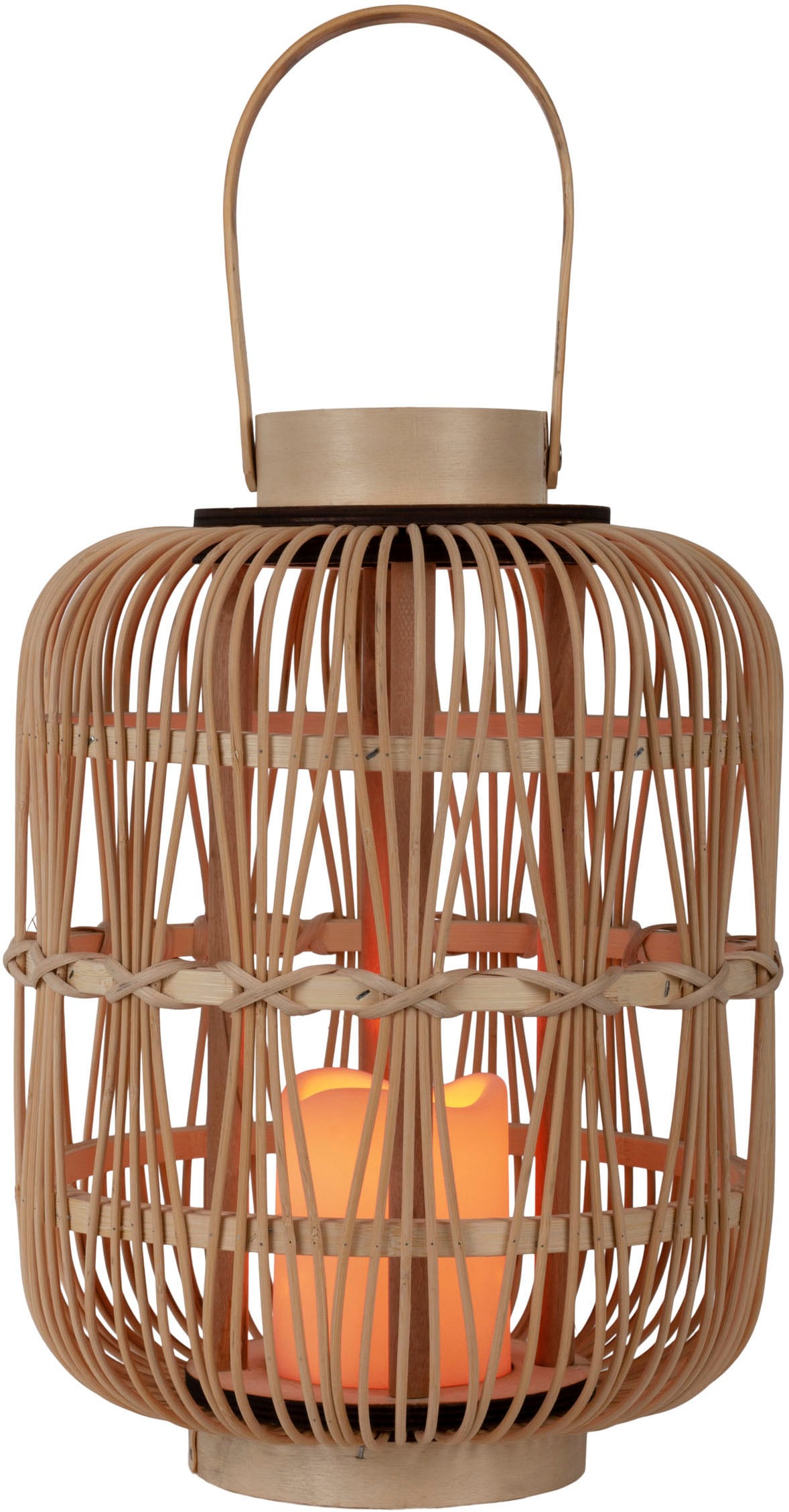 näve LED Dekolicht »Korbinian«, 1 flammig, Rattankorb natur mit Griff inkl. 1x LED-Kerze warmweiß, Timer, IP20