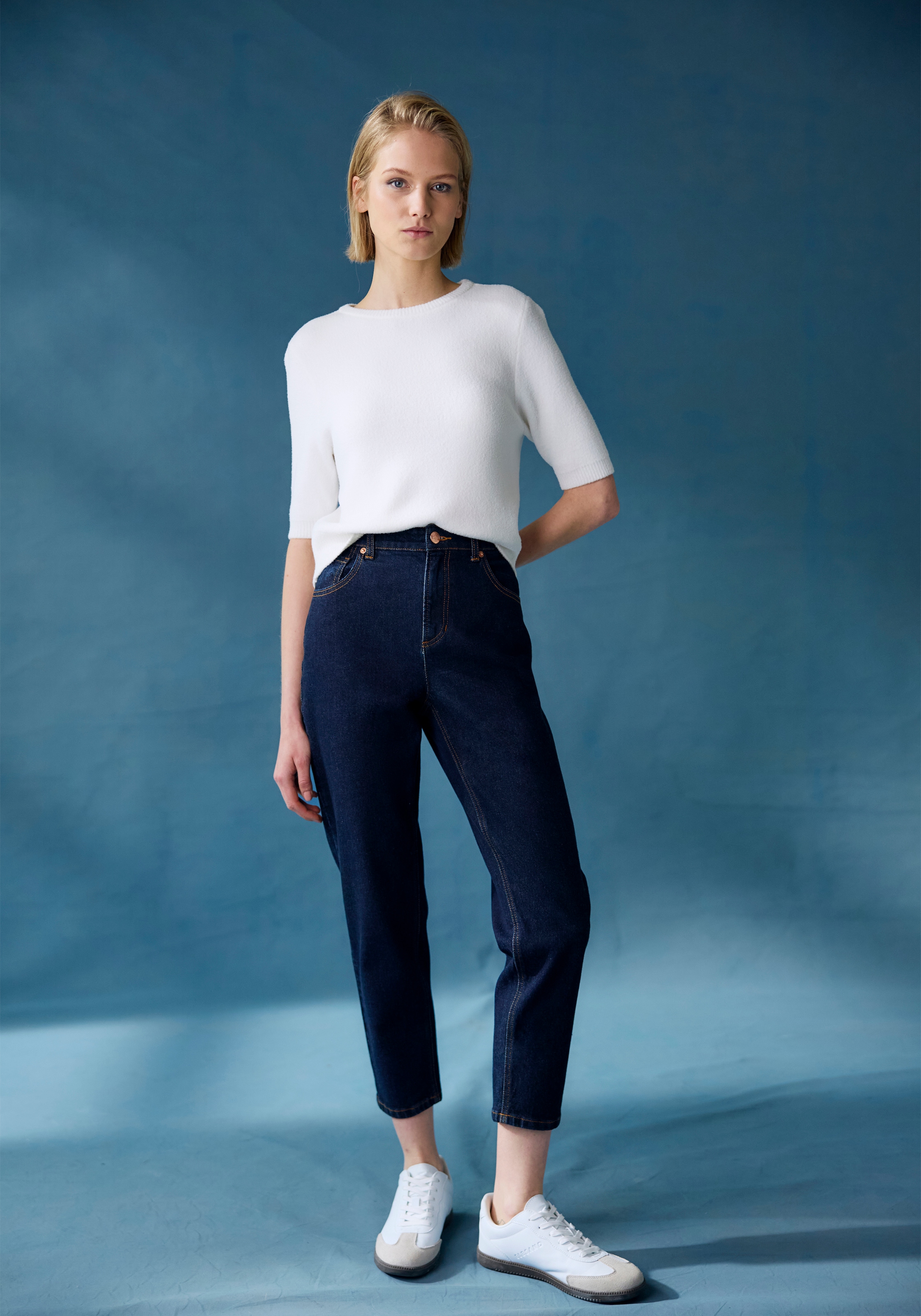 LASCANA Mom-Jeans mit hohem Bund. elastische Denimware