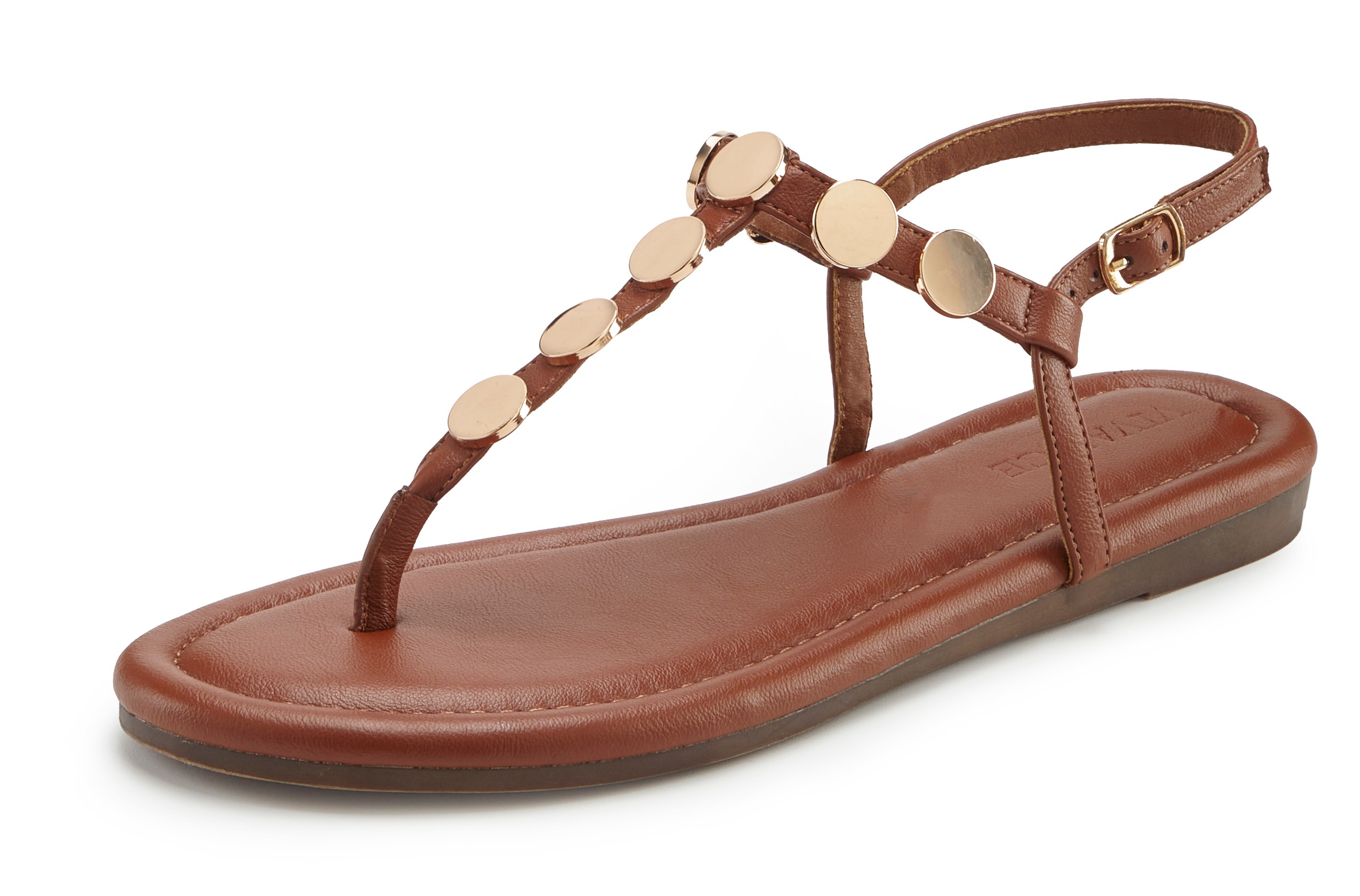 Vivance Sandale "Sommerschuh, offener Schuh, Sandalette," mit goldfarbenen günstig online kaufen