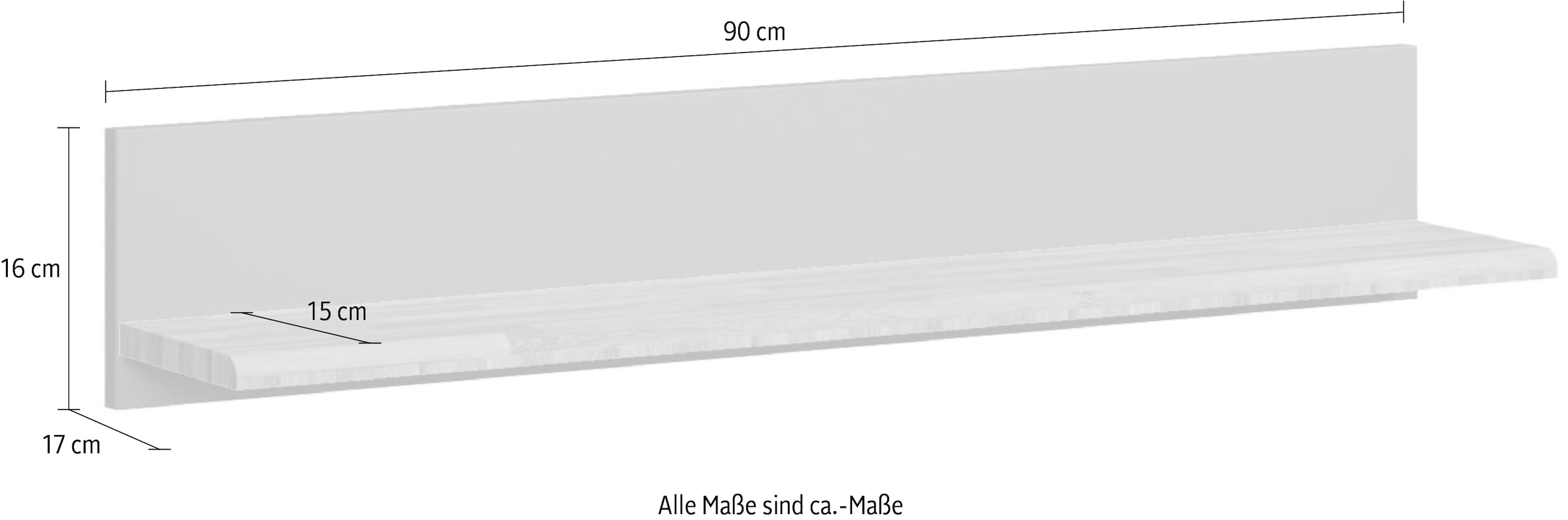 Home affaire Wandregal »Ribe,2er Set,teilmassiv mit massiver Ablagefläche, Breite: je 90 cm«, (Set, 2 St.), Ablageflächen Eiche massiv