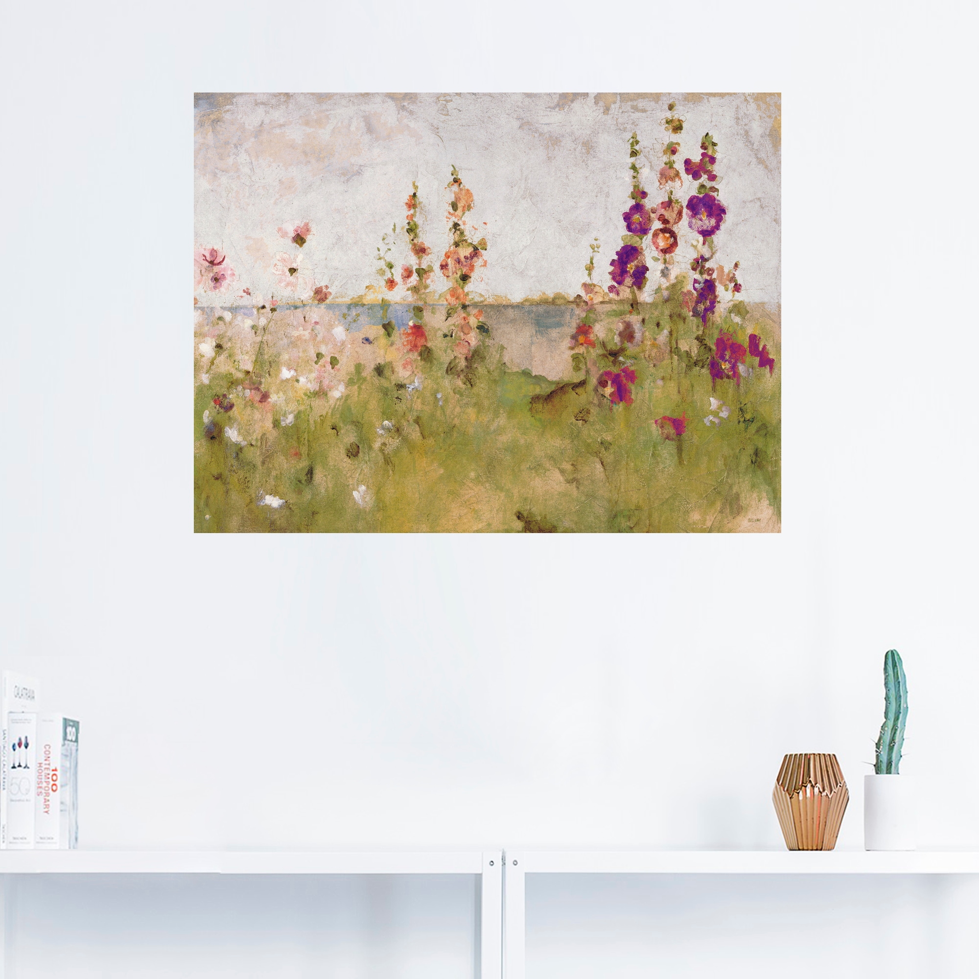 Artland Wandbild »Stockrosen am Meer«, Blumen, (1 St.), als Leinwandbild, Poster, Wandaufkleber in verschied. Größen