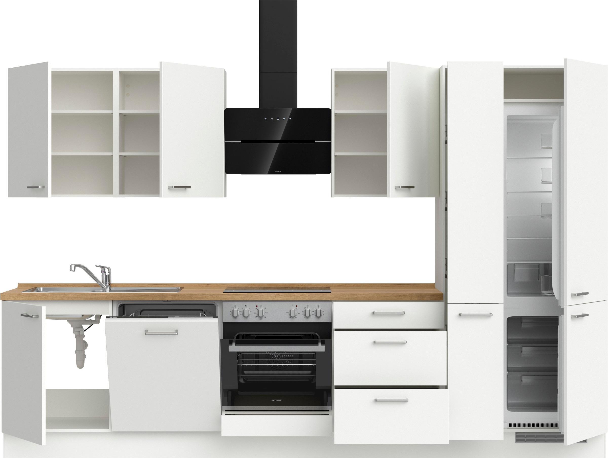 nobilia® Küchenzeile »"Touch II"«, vormontiert, Ausrichtung wählbar, Breite 330 cm, wahlw. mit E-Geräten