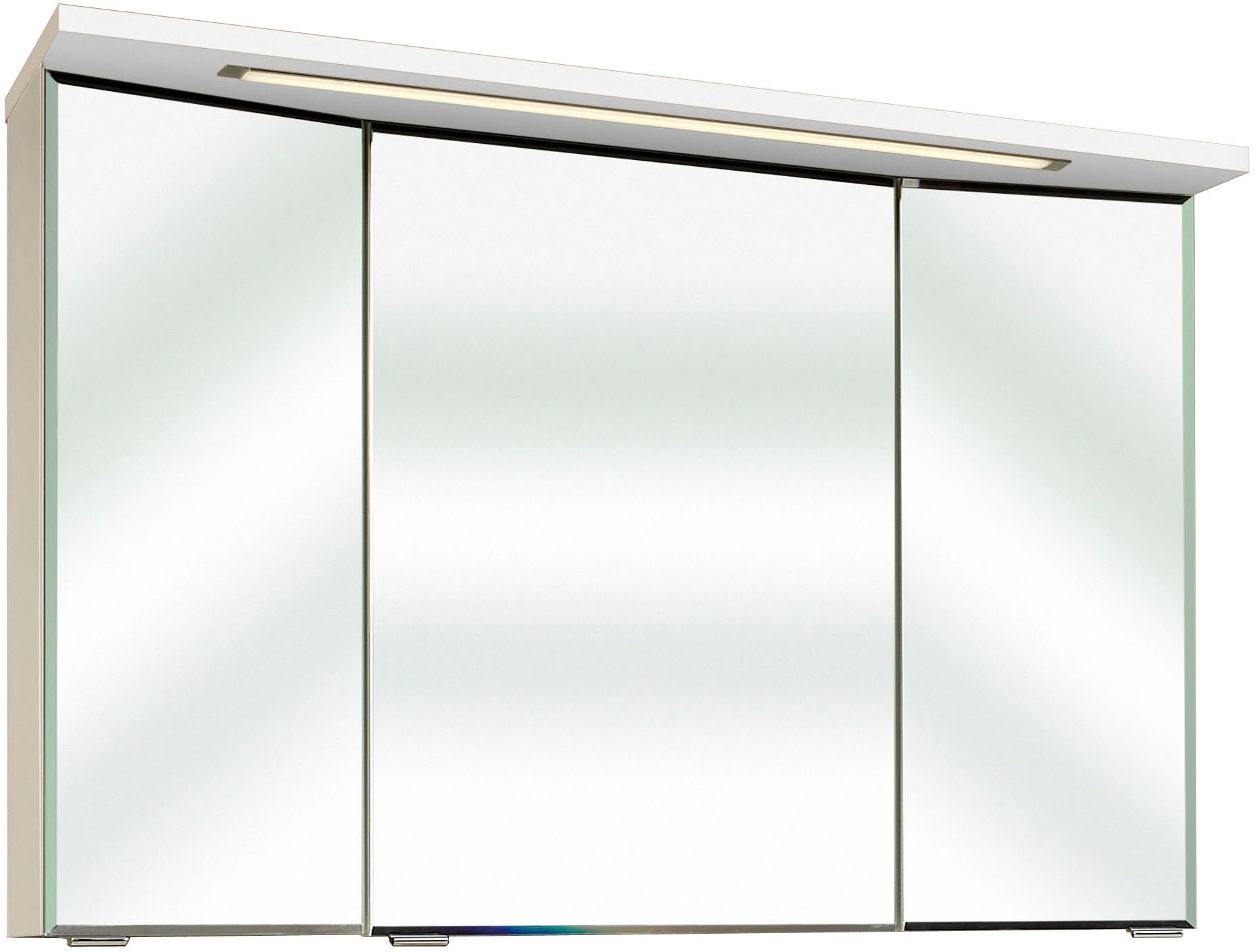 Saphir Badmöbel-Set »Trentino 2-teilig Glas-Waschtisch, Spiegelschrank mit LED-Leuchte«, (3 St.), Badmöbel-Set 107cm breit, inkl. Türdämpfer, 3 Türen, 2 Auszügen