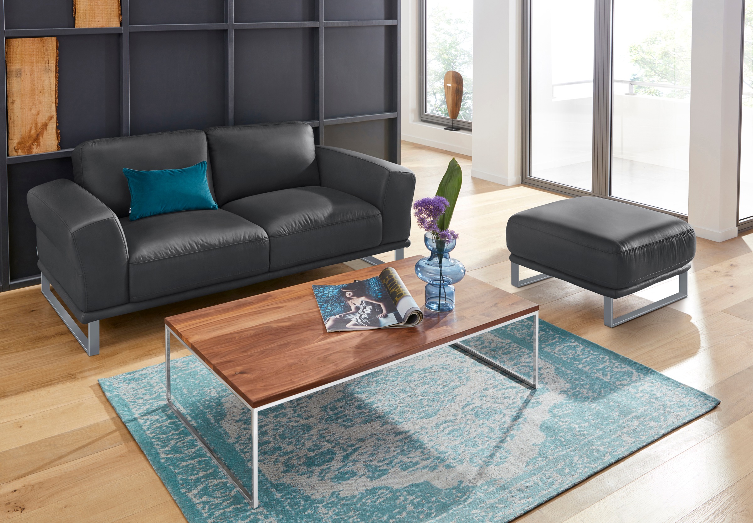 W.SCHILLIG Hocker »montanaa« mit Metallkufen in Silber matt, Breite 71 cm