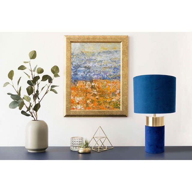 näve Tischleuchte »Bordo«, 1 flammig-flammig, 1xE14, Textilschirm blau, Fuß  blau gold, Höhe 32cm, Zuleitung 150cm | BAUR