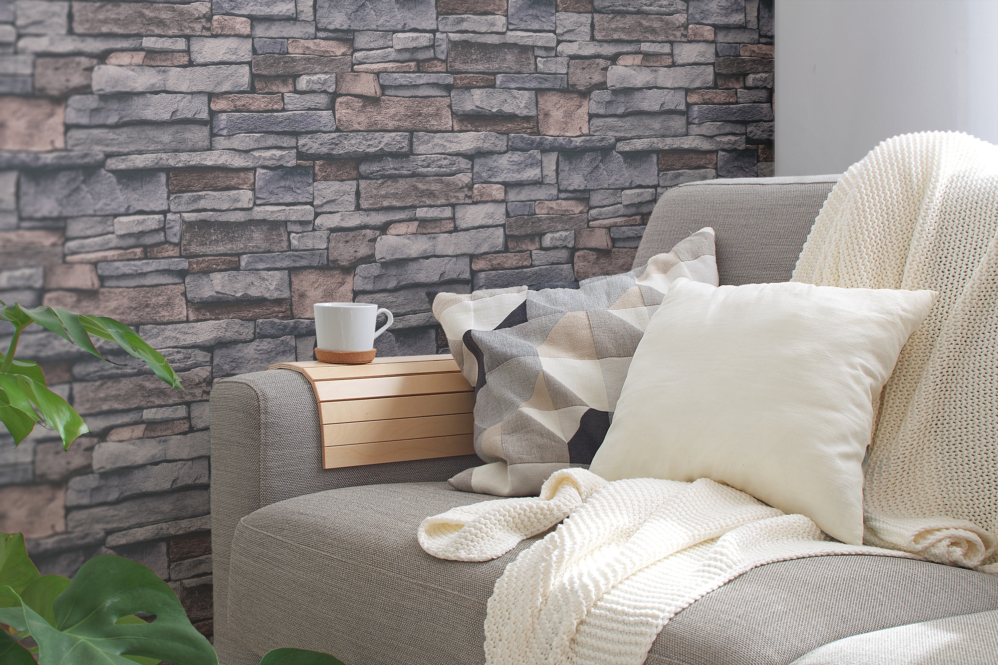 A.S. Création Vliestapete »Terra Steintapete«, matt-gemustert-neutral, Steinoptik Steinwand Naturstein-Tapete 3D-optik Tapeten Wohnzimmer