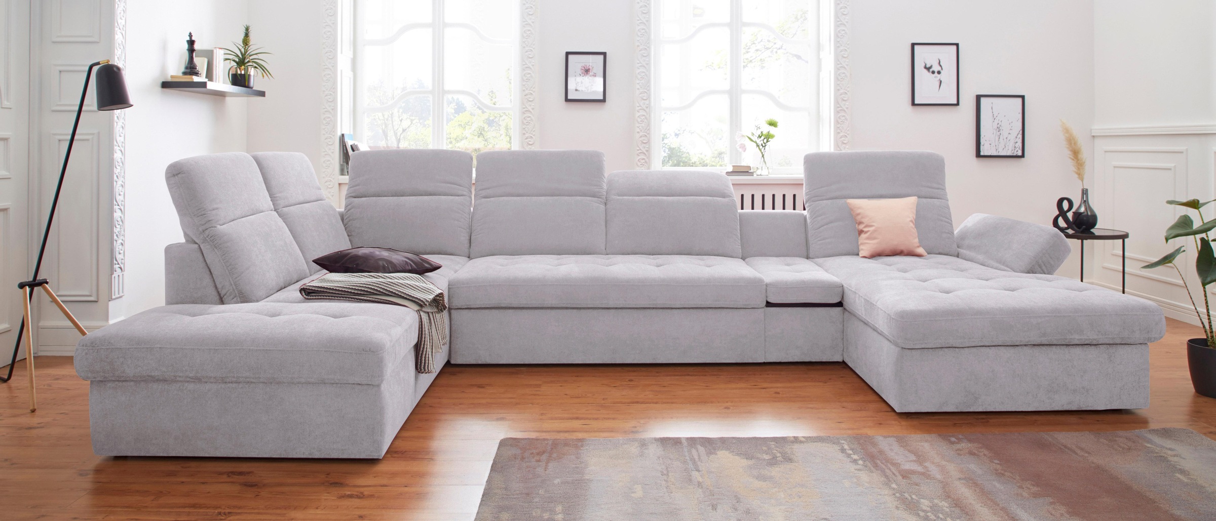 sit&more Wohnlandschaft »Stardust U-Form«, inklusive Kopfteilverstellung, Armlehnenfunktion und Tischelement
