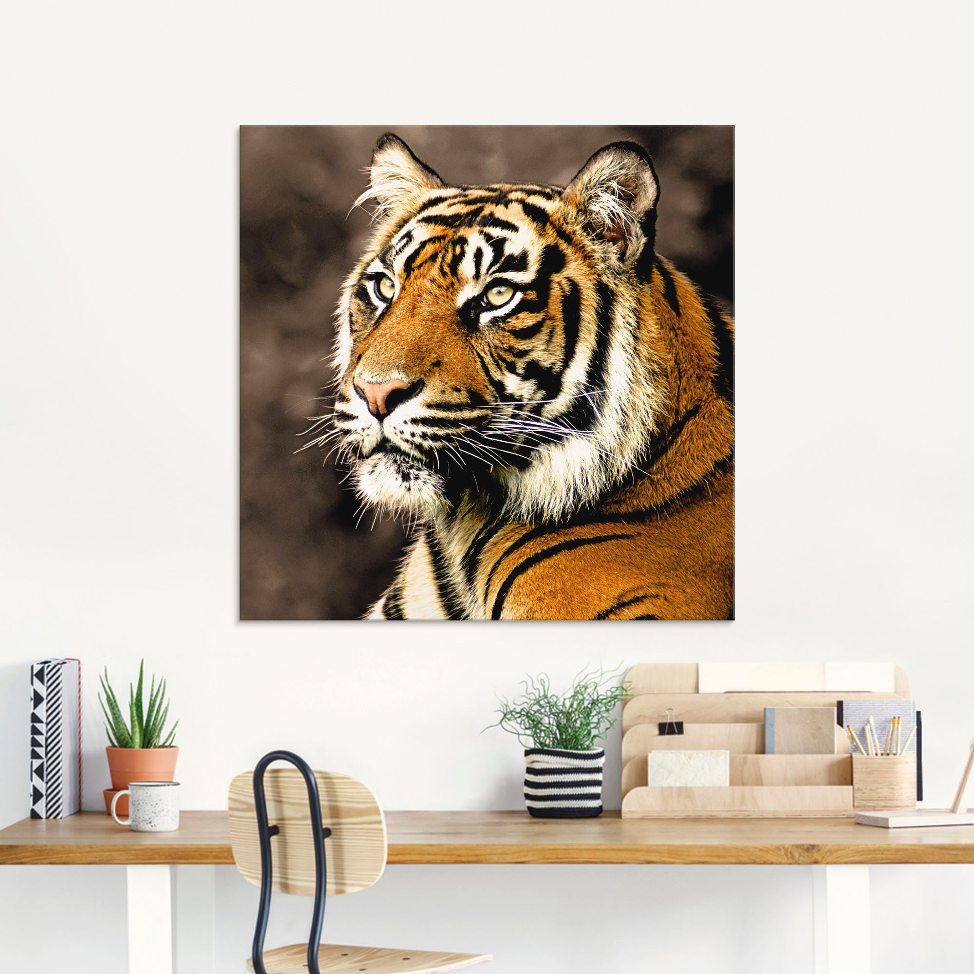 Artland Glasbild »Tiger_sepia«, Wildtiere, (1 St.), in verschiedenen Größen