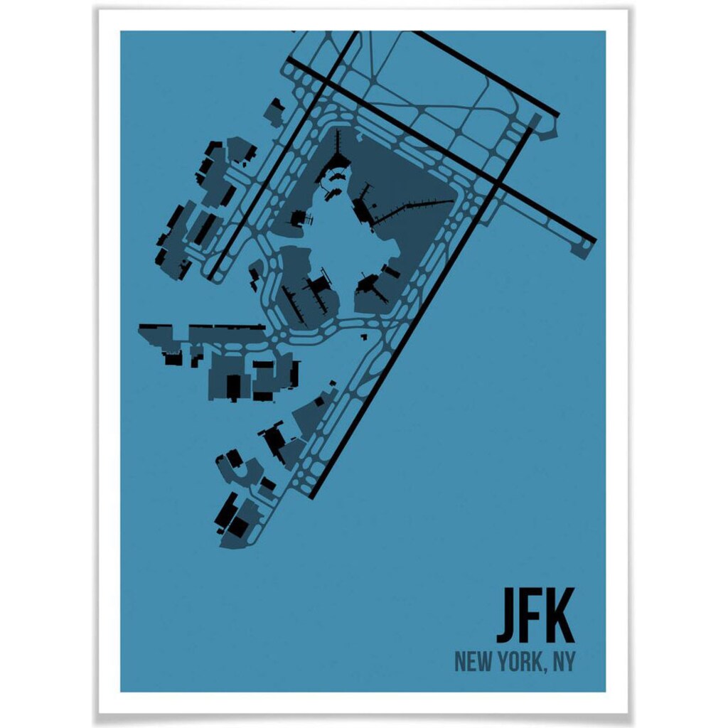 Wall-Art Poster »Wandbild JFK Grundriss New York«, Grundriss, (1 St.)