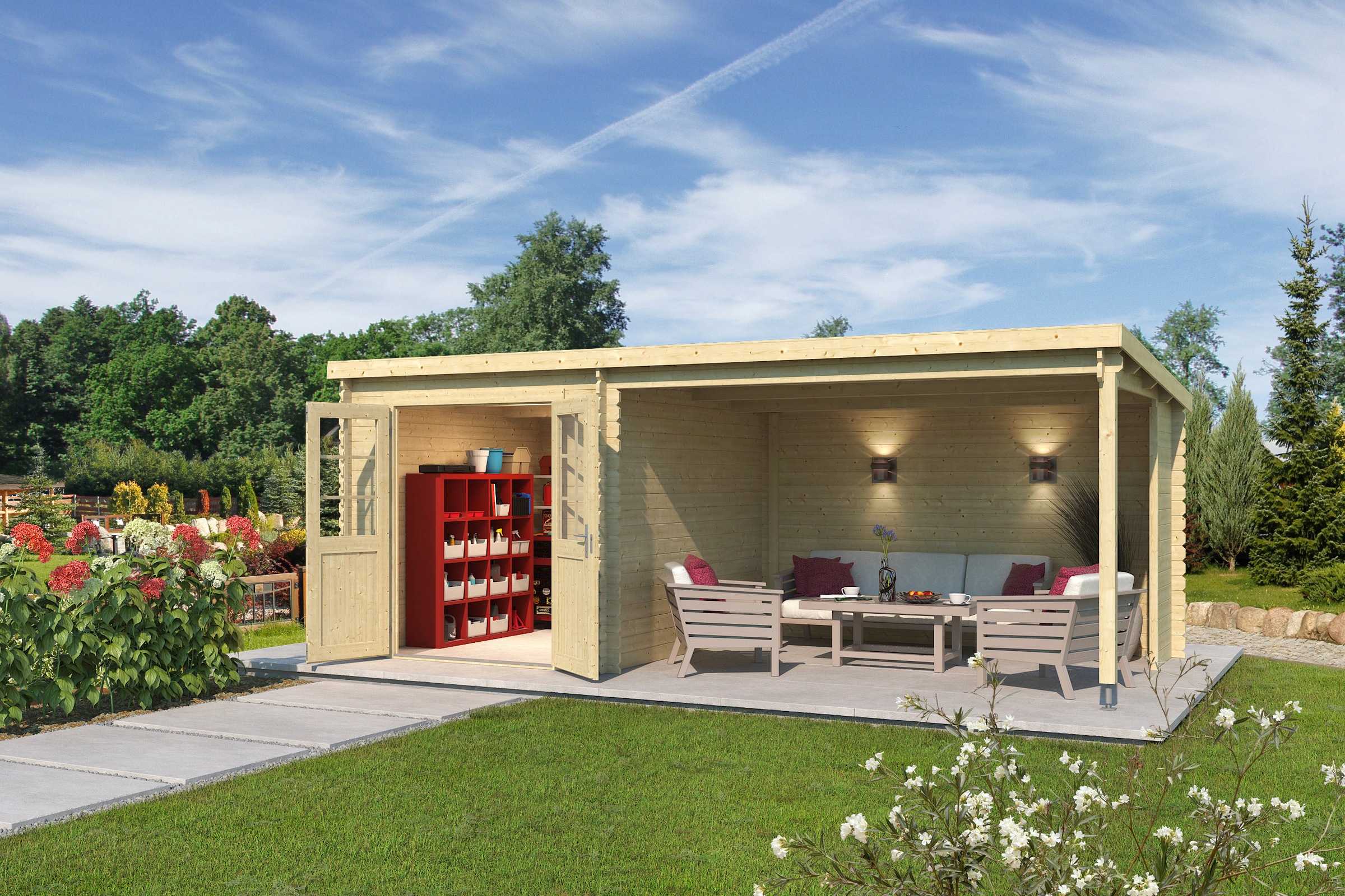 LASITA MAJA Gartenhaus "Saint Paul, Naturbelassen" mit Anbau günstig online kaufen