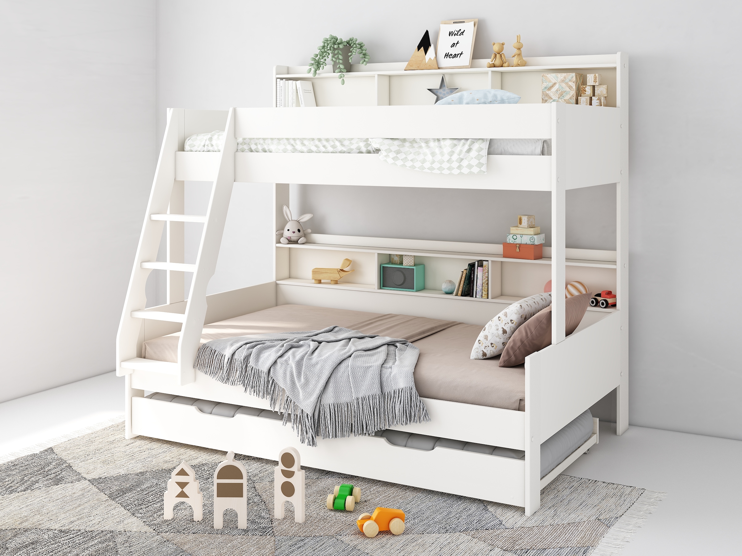 OTTO home Etagenbett "Jaime II, Stockbett, viel Stauraum, mit Regalen, Mass günstig online kaufen