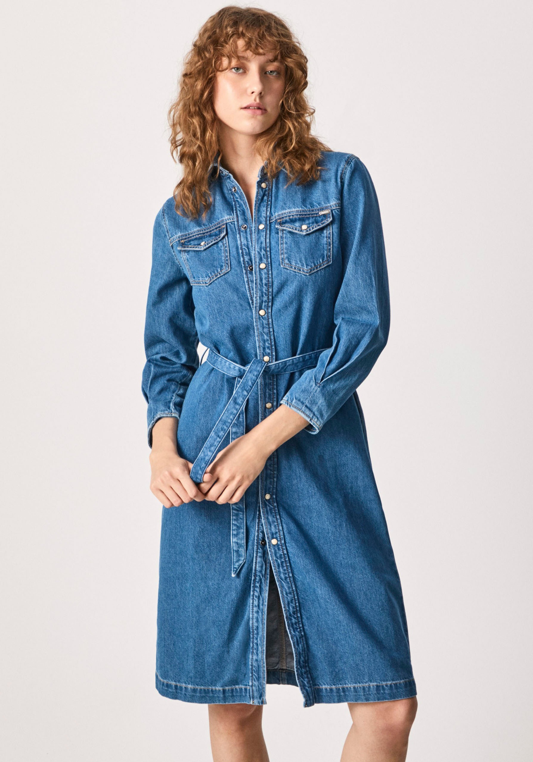 pepe jeans -  Jeanskleid "SCARLETT", mit Bindeband und aufgesetzten Brusttaschen