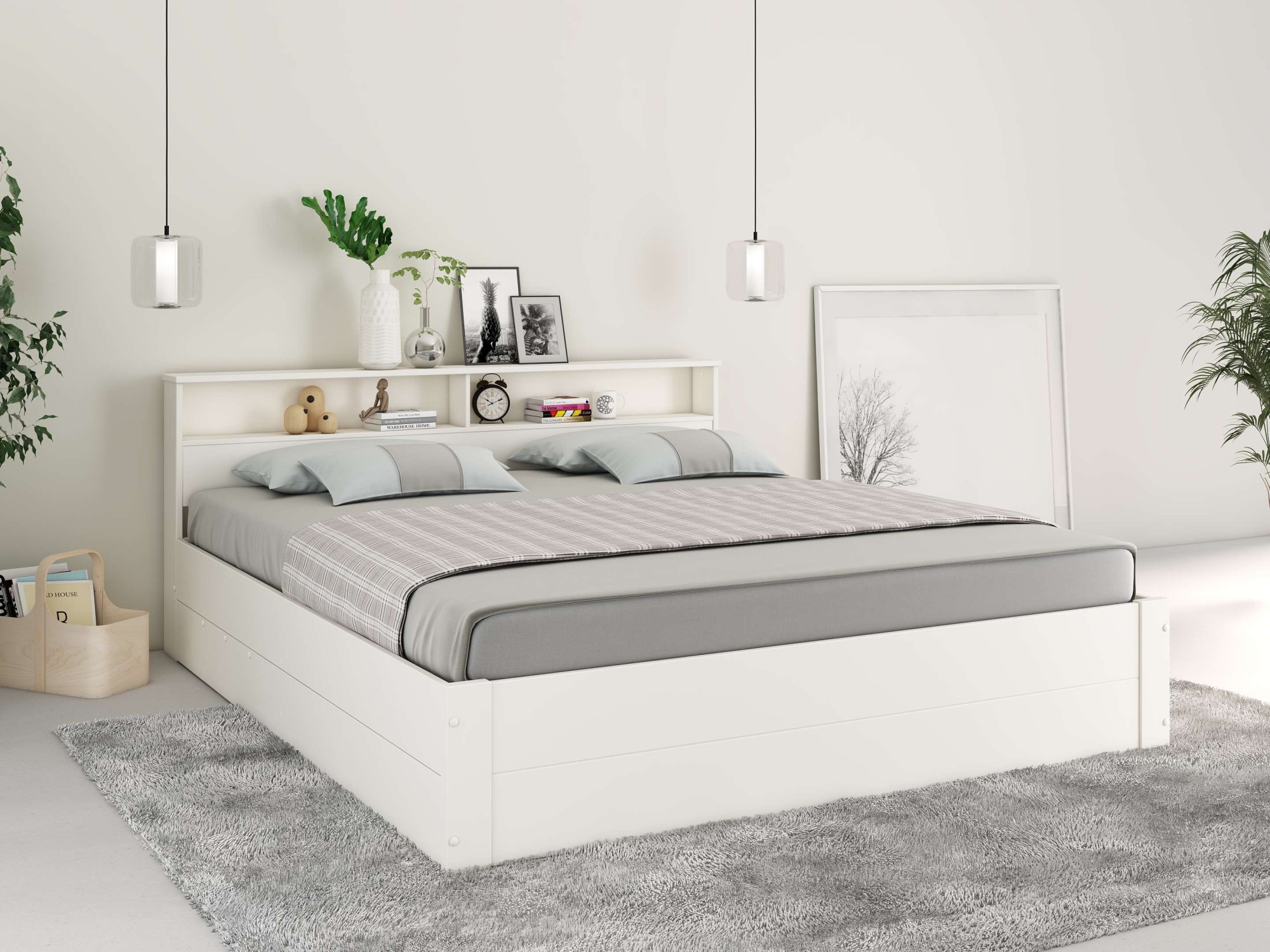 Home affaire Stauraumbett »MAREILLES«, (140x200cm und 180x200cm), Massivholz, Hebemechanismus, Stauraum im Kopfteil und unter dem Bett