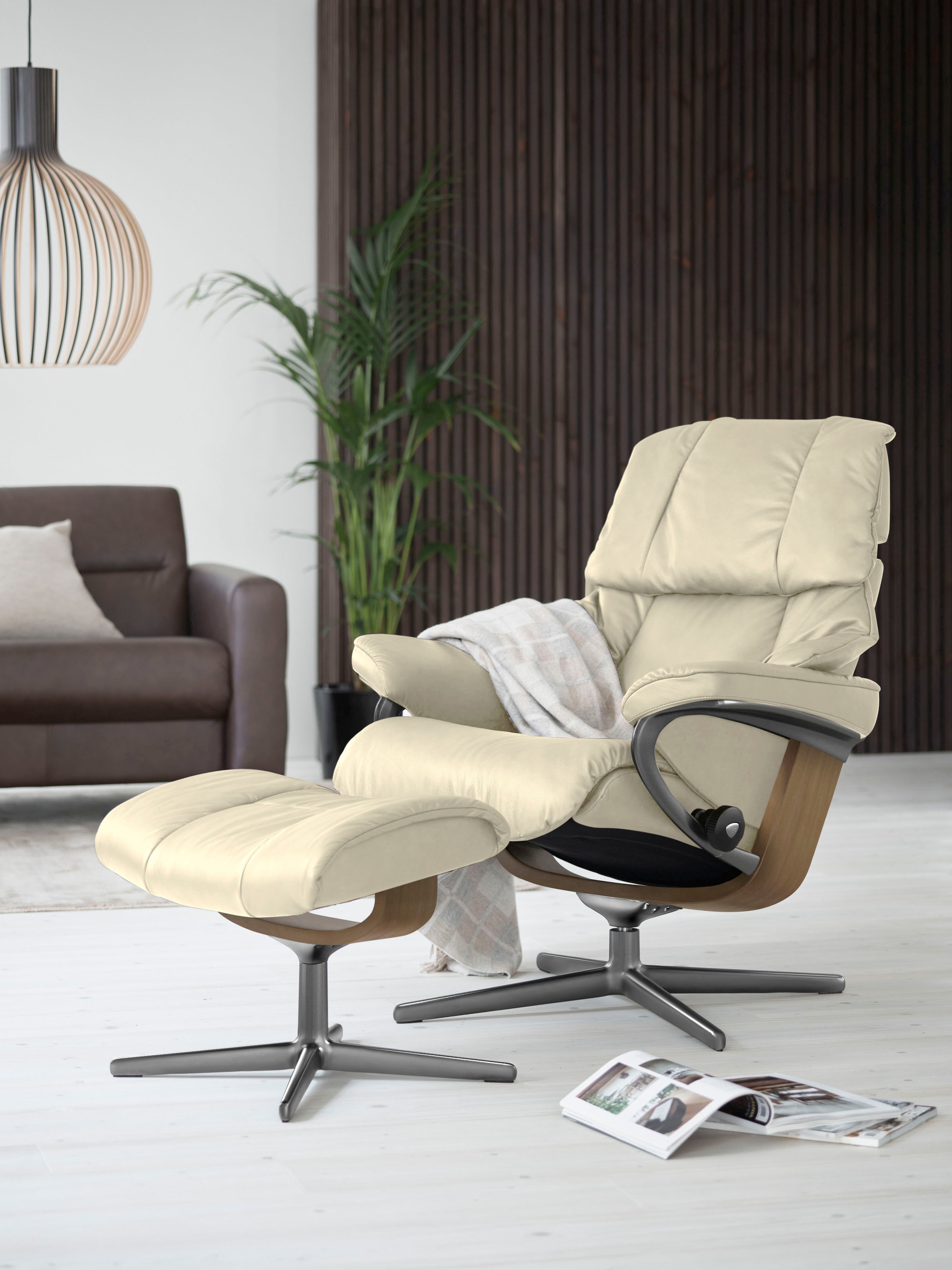 Stressless Fußhocker "Reno", mit Cross Base, Größe S, M & L, Holzakzent Eiche