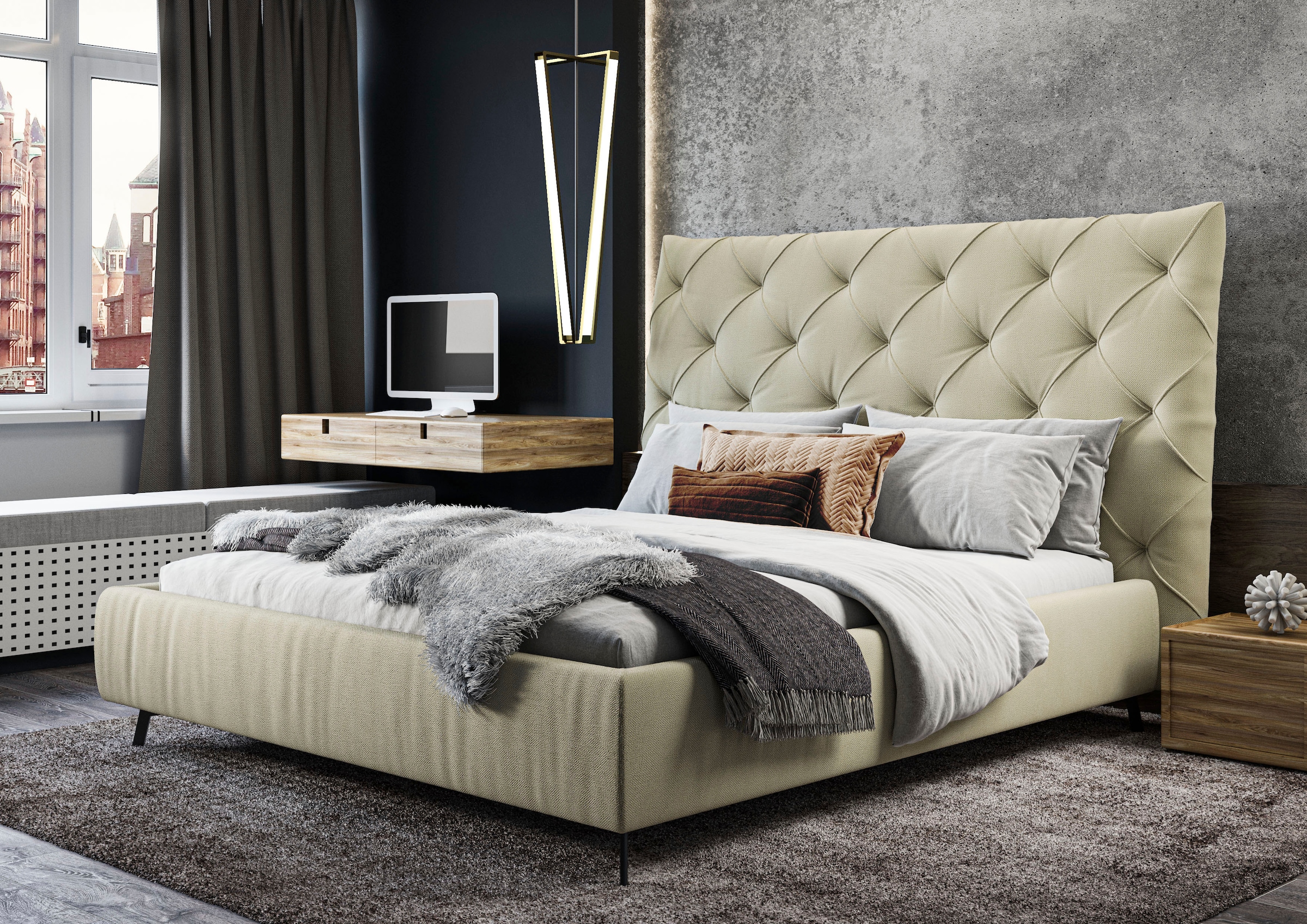 Home affaire Polsterbett "Maxime, in 4 Breiten bis 200cm, auch in Leder" Ko günstig online kaufen