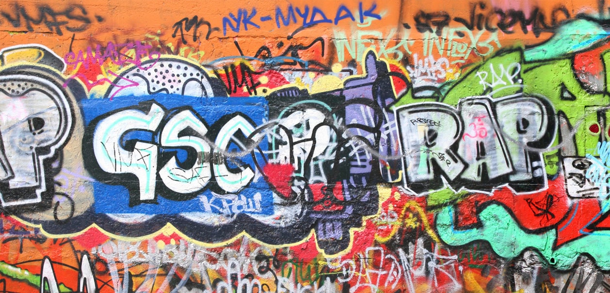 EXPRESS KÜCHEN Küchenrückwand "Graffiti", B/H: 120cm x 55,9cm, bunt, Spritzschutzwände