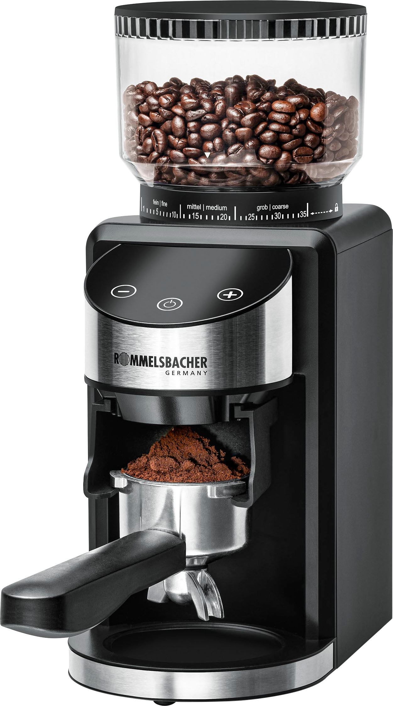 Rommelsbacher Kaffeemühle "EKM 400", 200 W, Kegelmahlwerk, 220 g Bohnenbehälter, mit Kegelmahlwerk, Antistatik-Funktion,