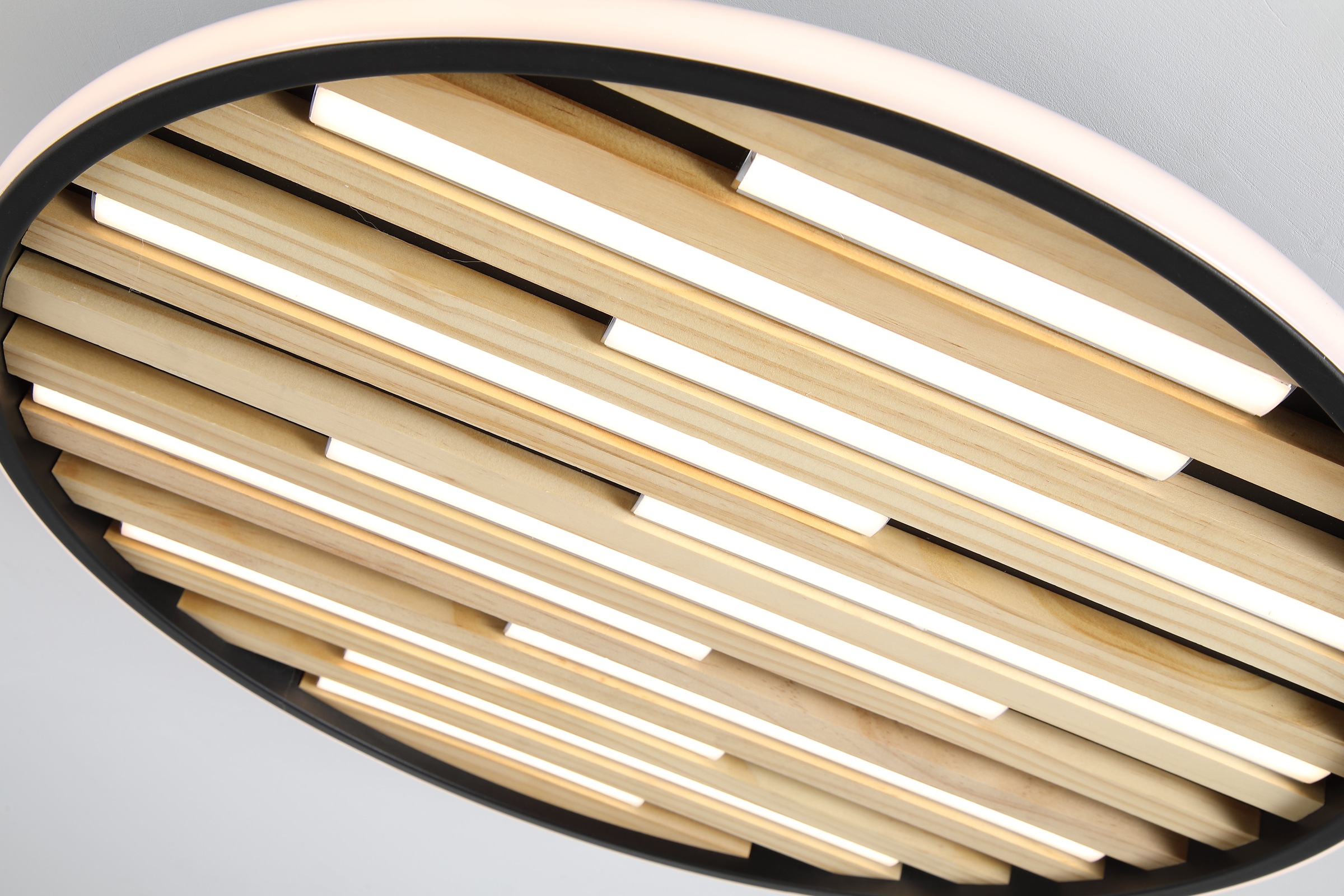 Searchlight LED Deckenleuchte »Equalise LED Deckenleuchte, Mattschwarz und Holz« LED-Modul 1 Stk.