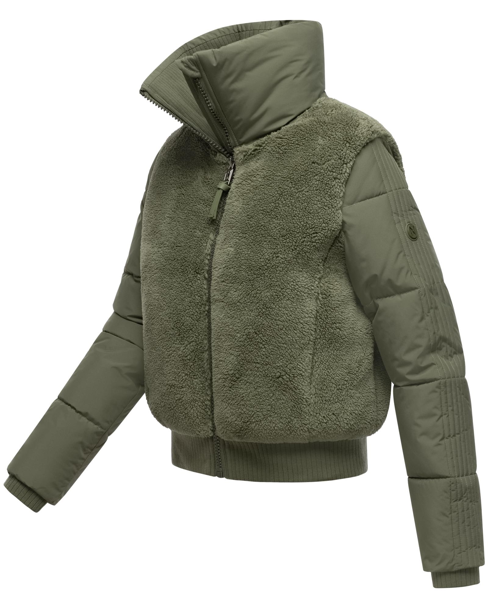 Navahoo Plüschjacke »Teddyzone 14«, ohne Kapuze, Teddy-Fleece Jacke mit hohem Kragen