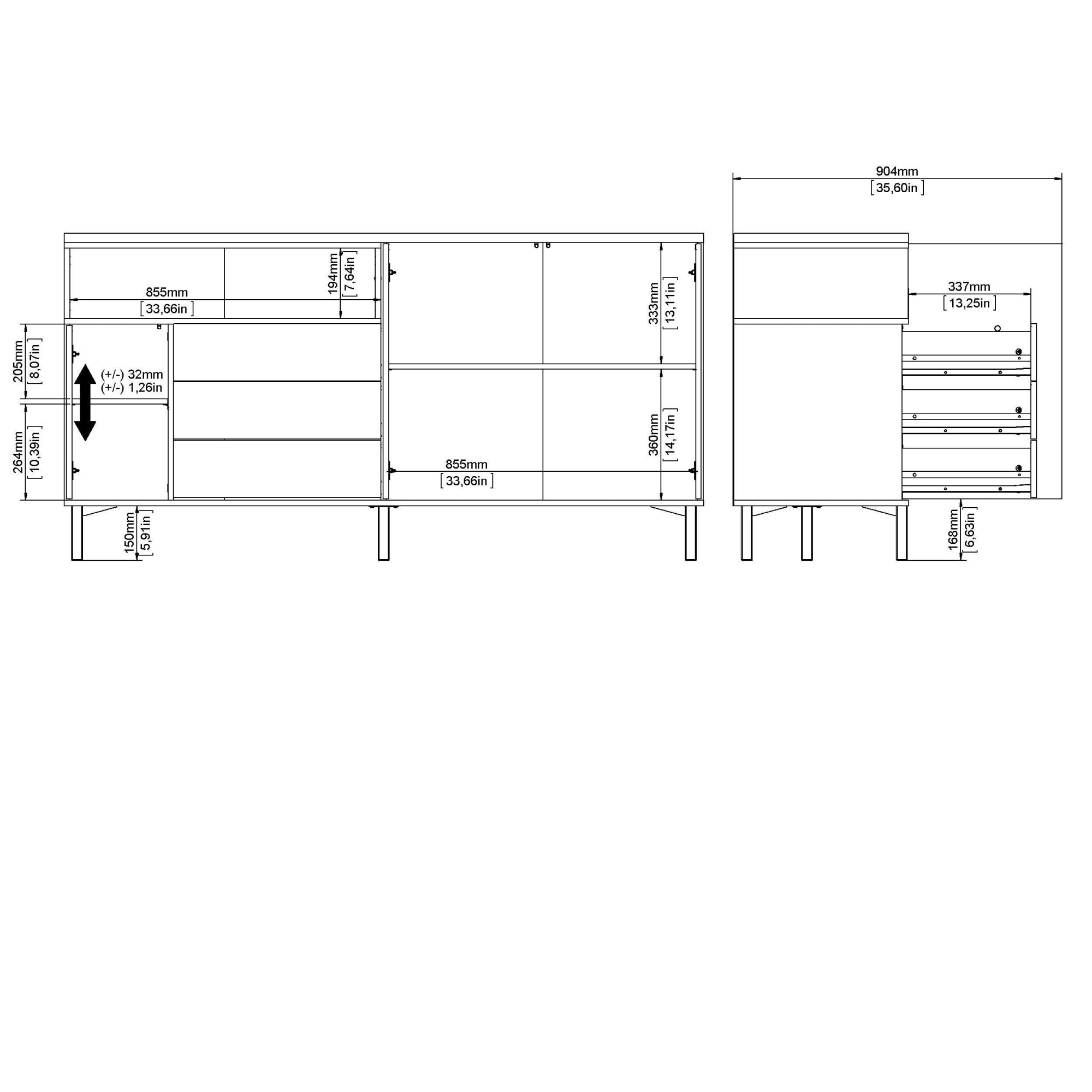 INOSIGN Sideboard »Roommers, Anrichte, Kommode, Stauraum«, Kommode, Breite 176 cm, Höhe 90 cm, 1 offenes Fach mit Rahmen-Optik
