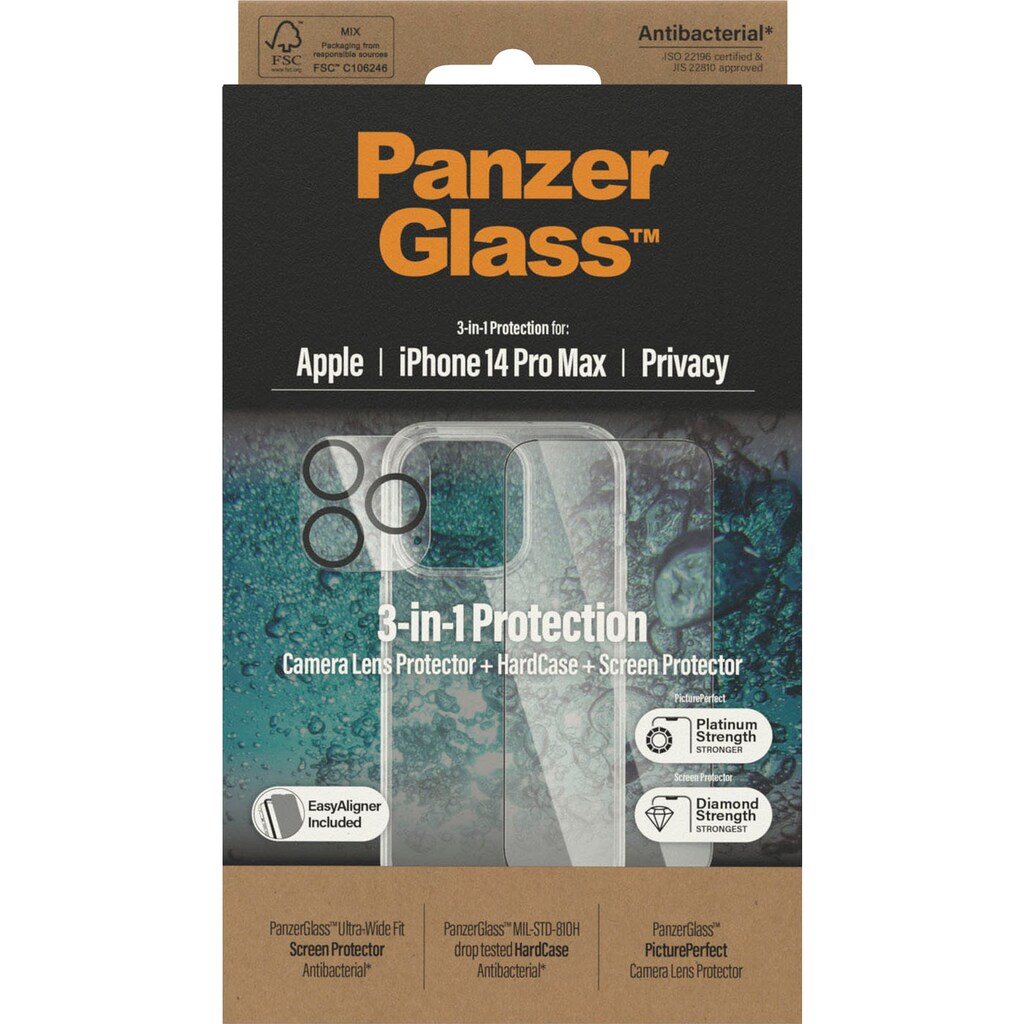 PanzerGlass Displayschutzglas »Set: Privacy Glass+Case - iPhone 14 6,1 Pro Max«