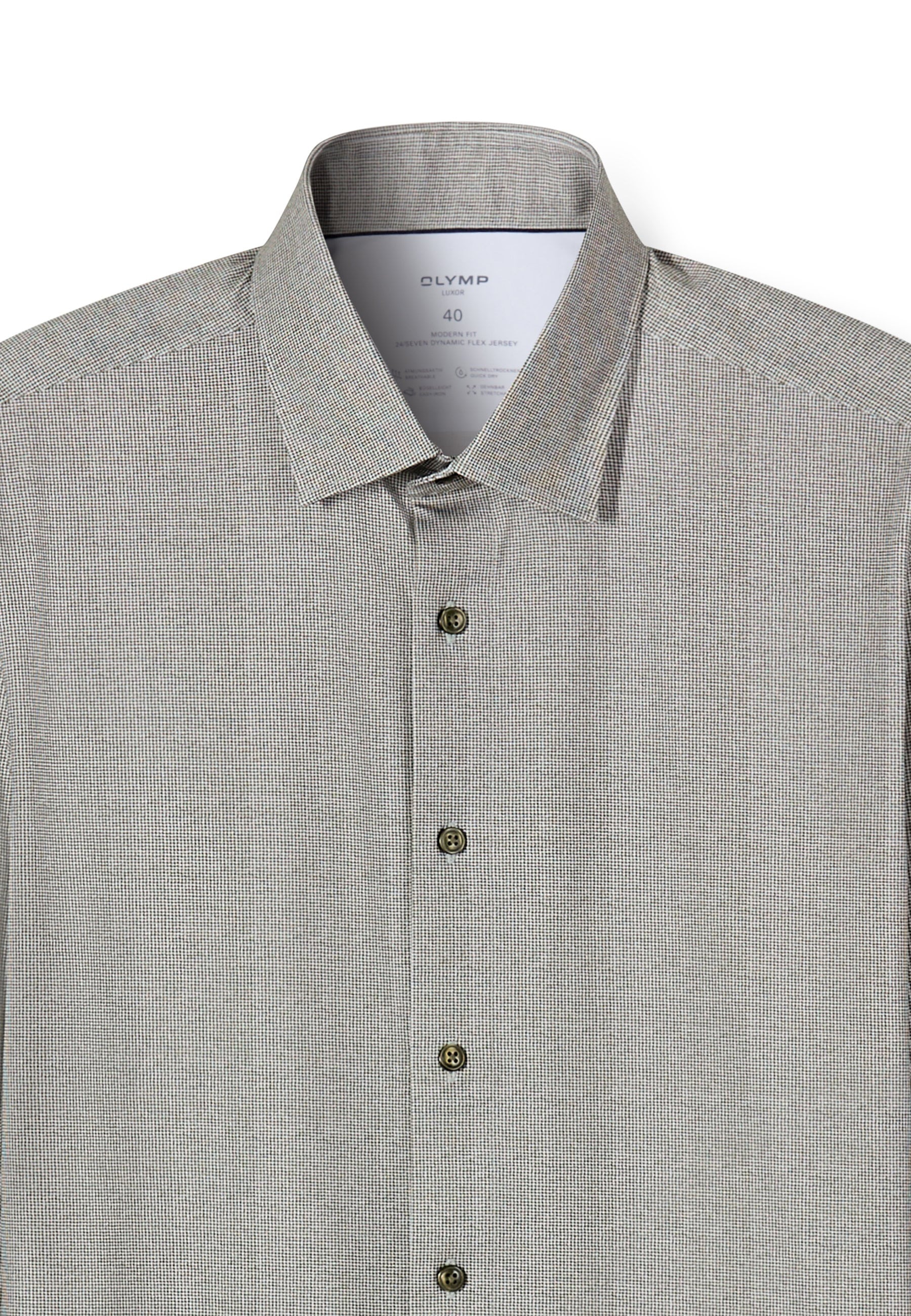 Businesshemd OLYMP "OLYMP Luxor 24/Seven, modern fit, New Kent", Herren, Gr. 46, Normaler Arm, grau, grün, 92% Baumwolle, 8% Elasthan, Hemden 2