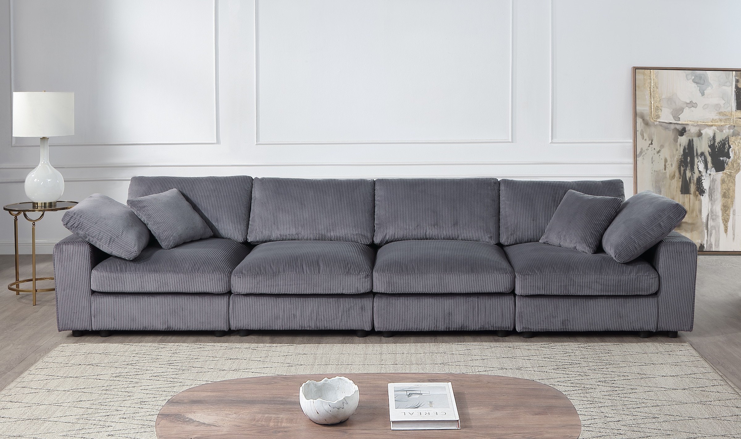 OTTO home 4-Sitzer "Berny, individuell stellbar, modular-Sofa" inklusive 2 großen & 2 kleinen Zierkissen im flauschigen Cord