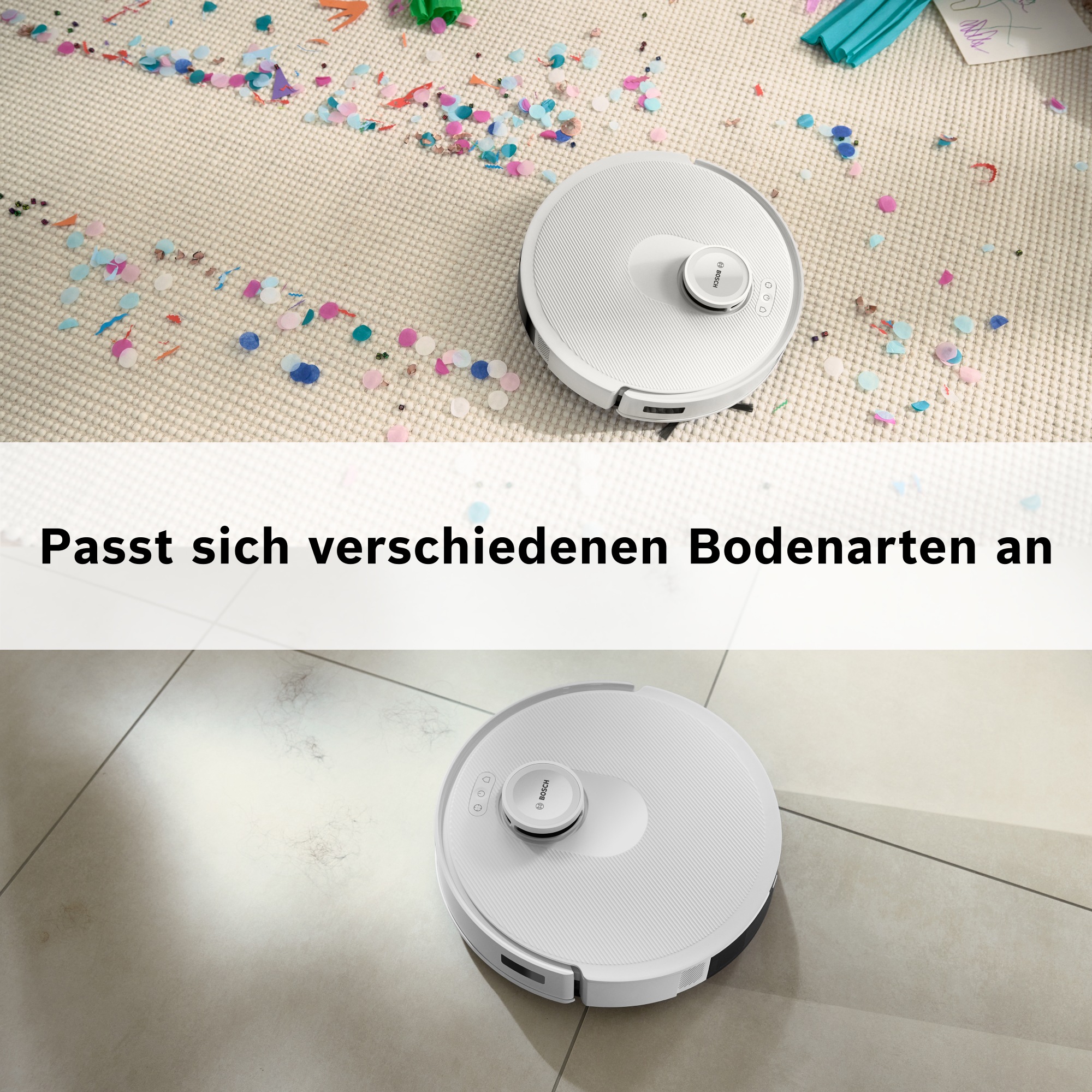 BOSCH Saugroboter »Spotless + BCRD1W, Saugroboter mit Wischfunktion, 11.000 Pa Saugkraft«, Trocken-Servicestation, Infrarot Navigation, Carbon Bürste