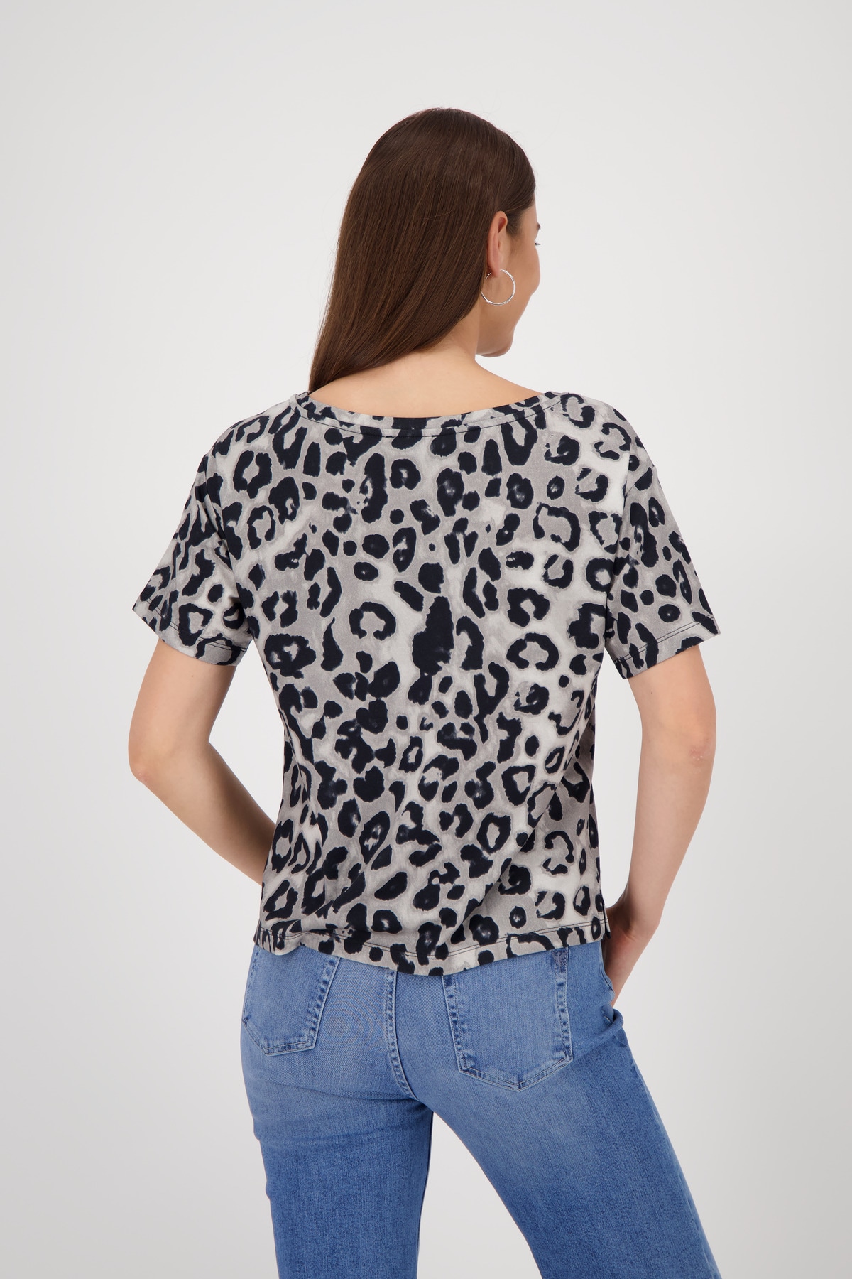 Monari T-Shirt »Shirt Leodruck Allover«, Mit U-Boot-Ausschnitt
