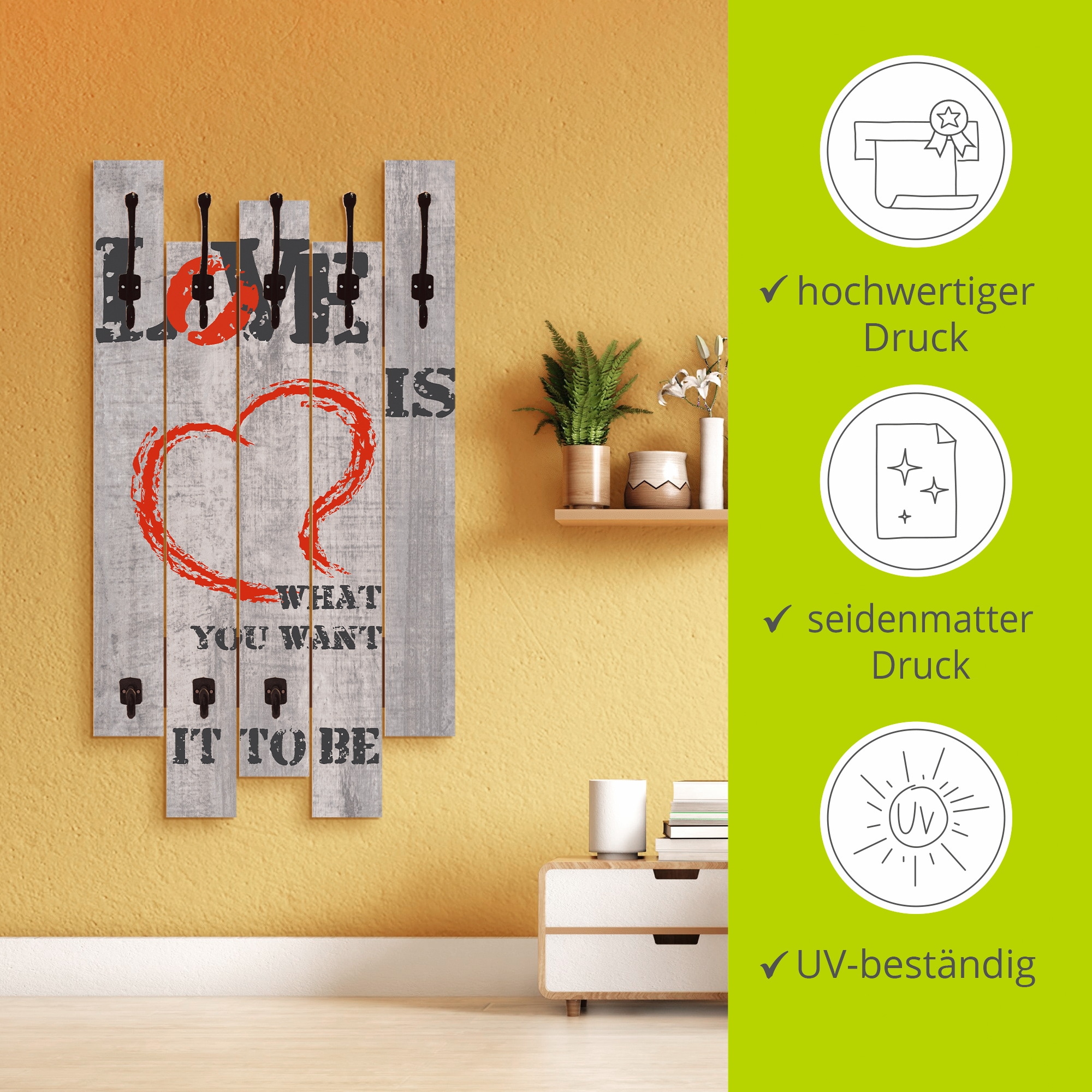 Artland Garderobenleiste »Liebe ist...«, teilmontiert