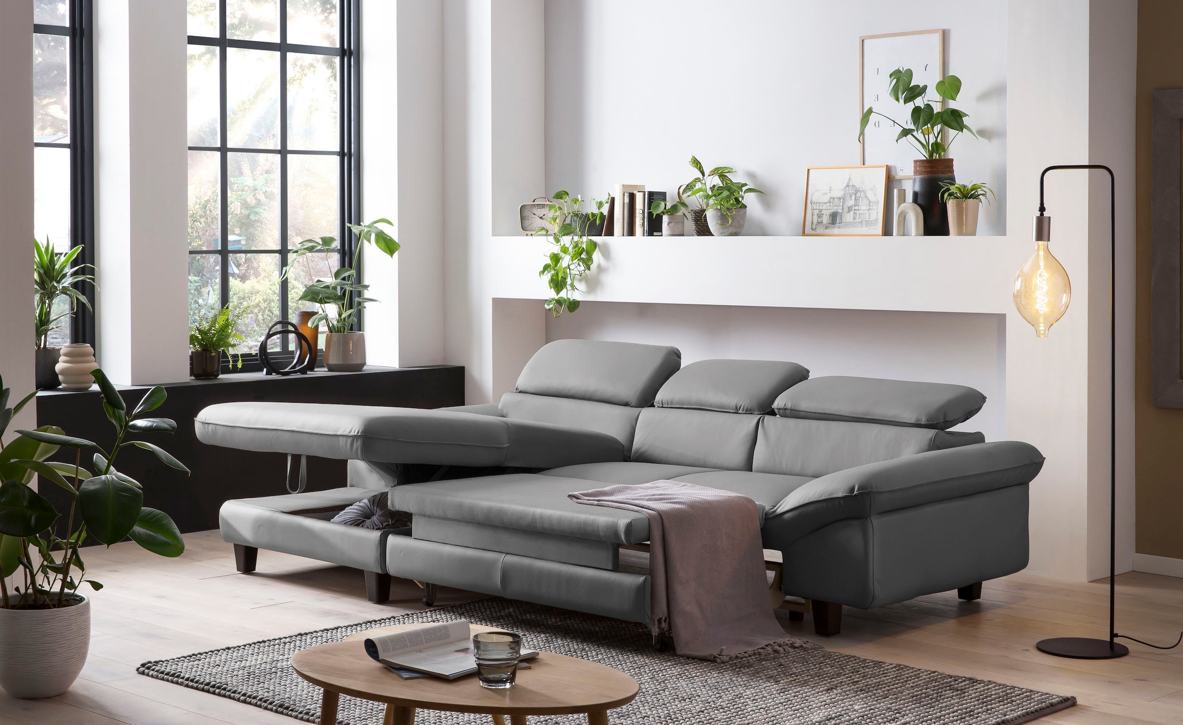 Home affaire Ecksofa »Pilot L-Form«, mit Kopfteilverstellung, wahlweise mit Bettfunktion & Bettkasten