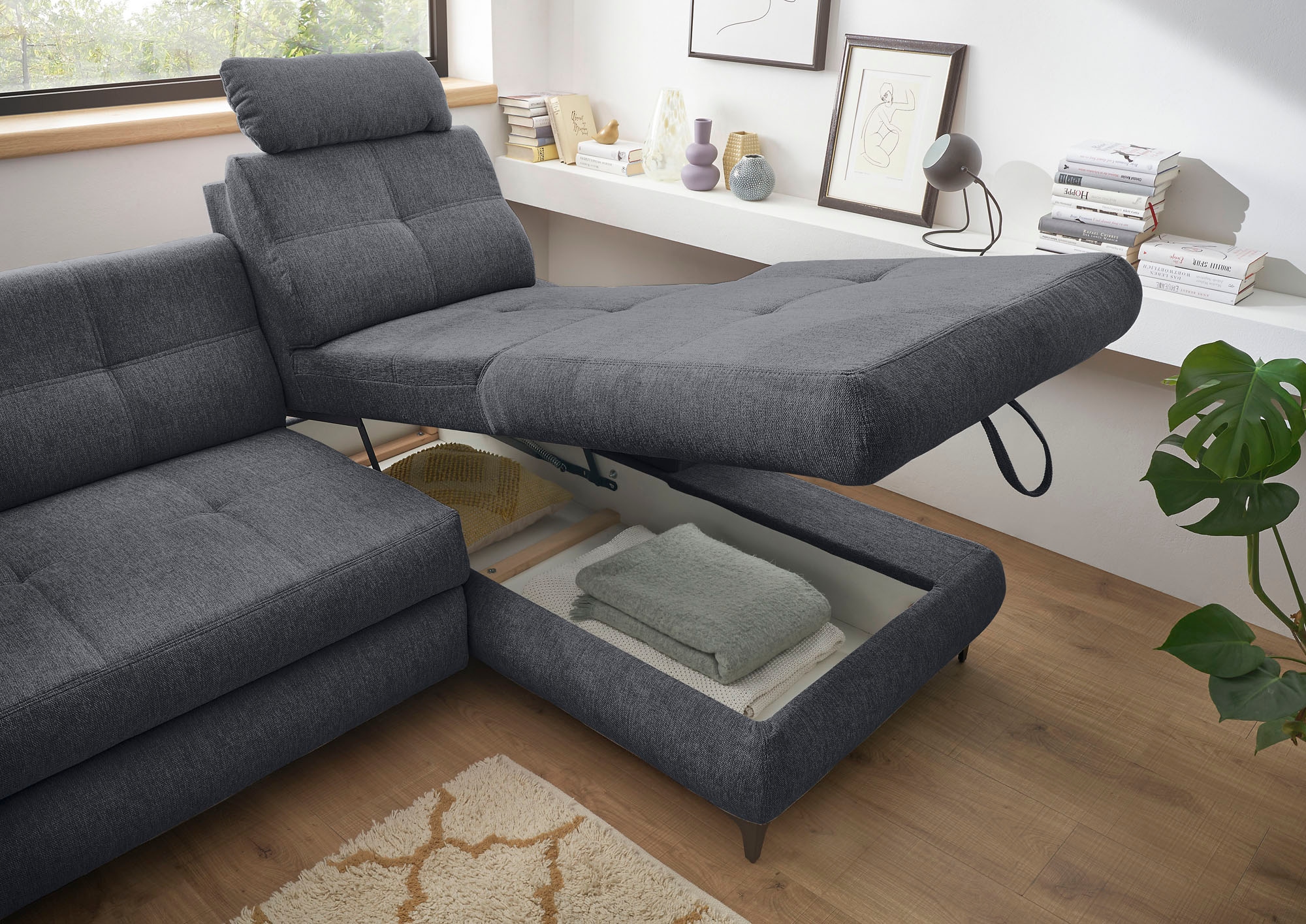 ED EXCITING DESIGN Ecksofa »Altona L-Form«, (2 St.), mit Bettfunktion, Bettkasten, Armteilverstellung & Kopfstützen