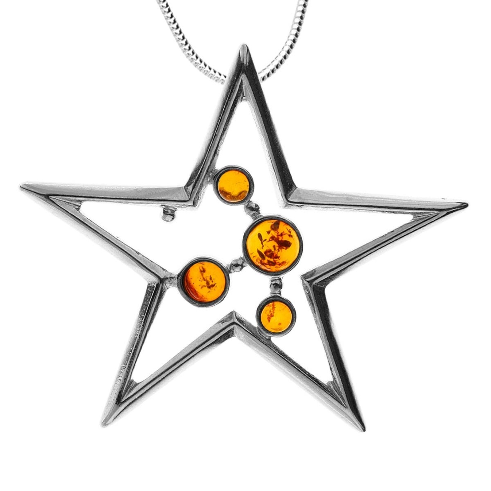 OSTSEE-SCHMUCK Damen Kette mit Anhänger "Ostsee-Schmuck Kette mit Anhänger Stern Kette mit Anhänger Stern", 60cm, Silber 925 (Sterlingsilber), L: 42,