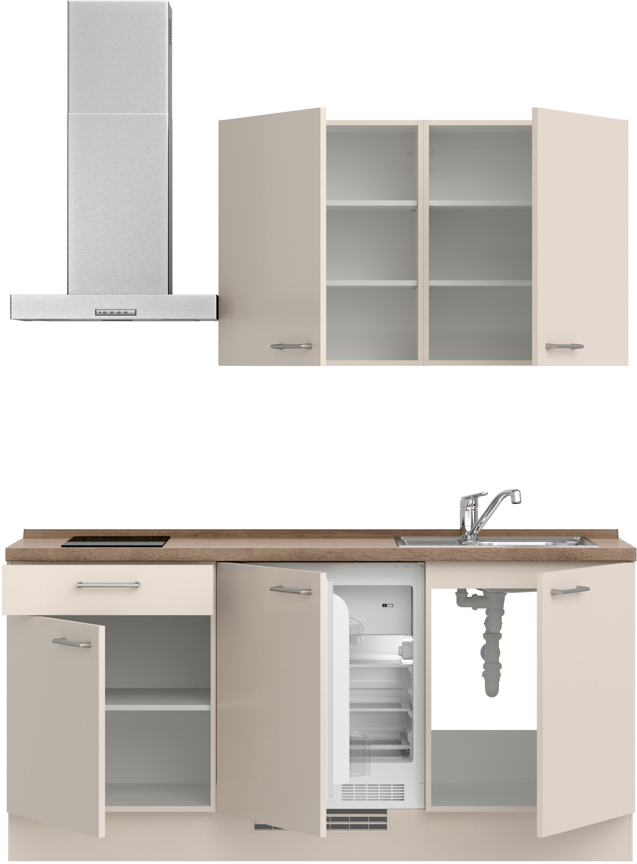 nobilia® Küchenzeile »"Laser I",Ausrichtung wählbar, Breite 180 cm« vormontiert, wahlw. mit unterschiedlichen E-Geräten-Sets
