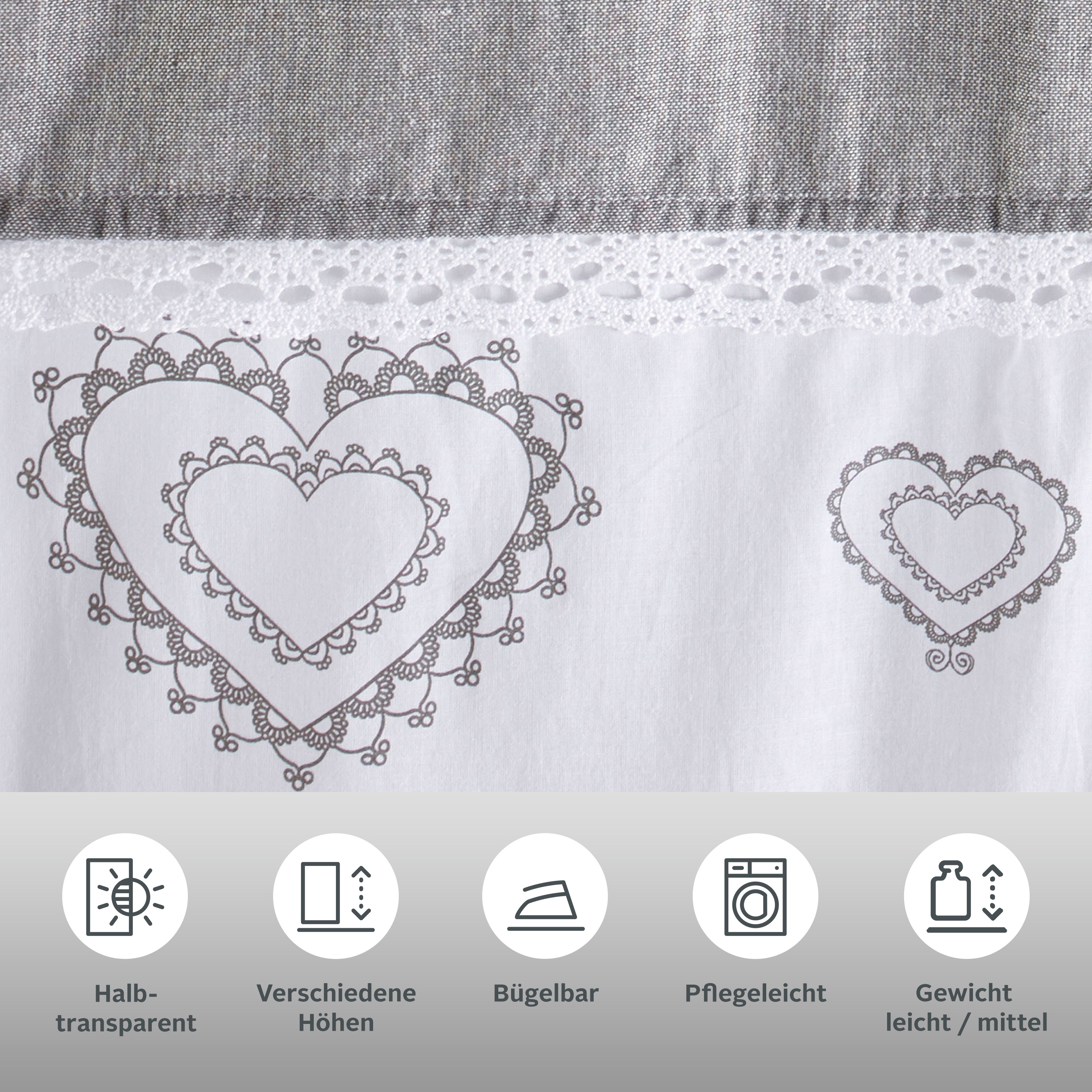 Thumbnail - my home Gardine "Louis" Stangendurchzug 1 Stk. tlg. halbtransparent, einseitig bedruckt