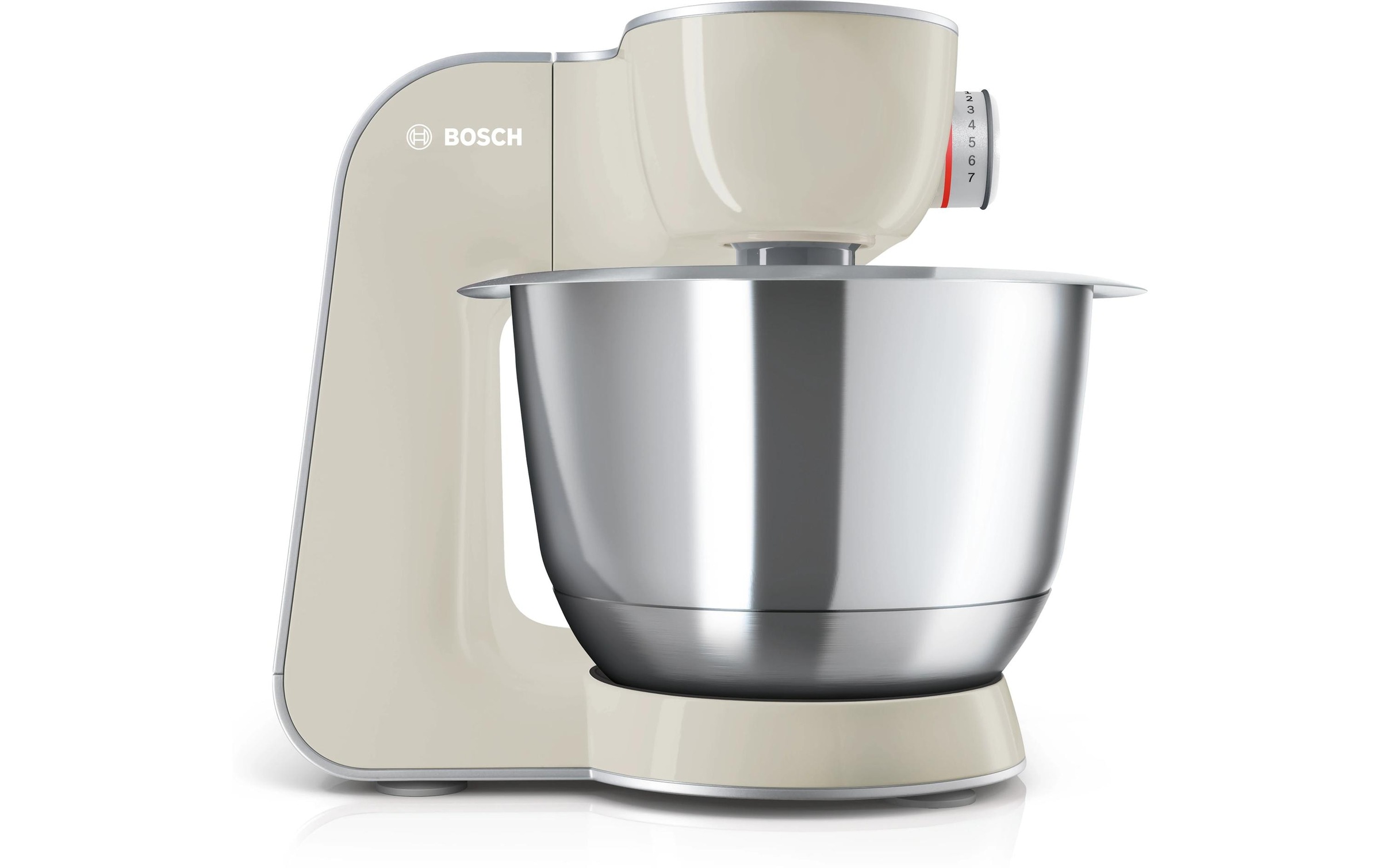 BOSCH Küchenmaschine »Serie 4 MUM58L20, Durchlaufschnitzler, Mixer, grau« 3 Scheiben, Schüssel, Knethaken/Rühr-/Silikonbesen, spülmaschinenfest