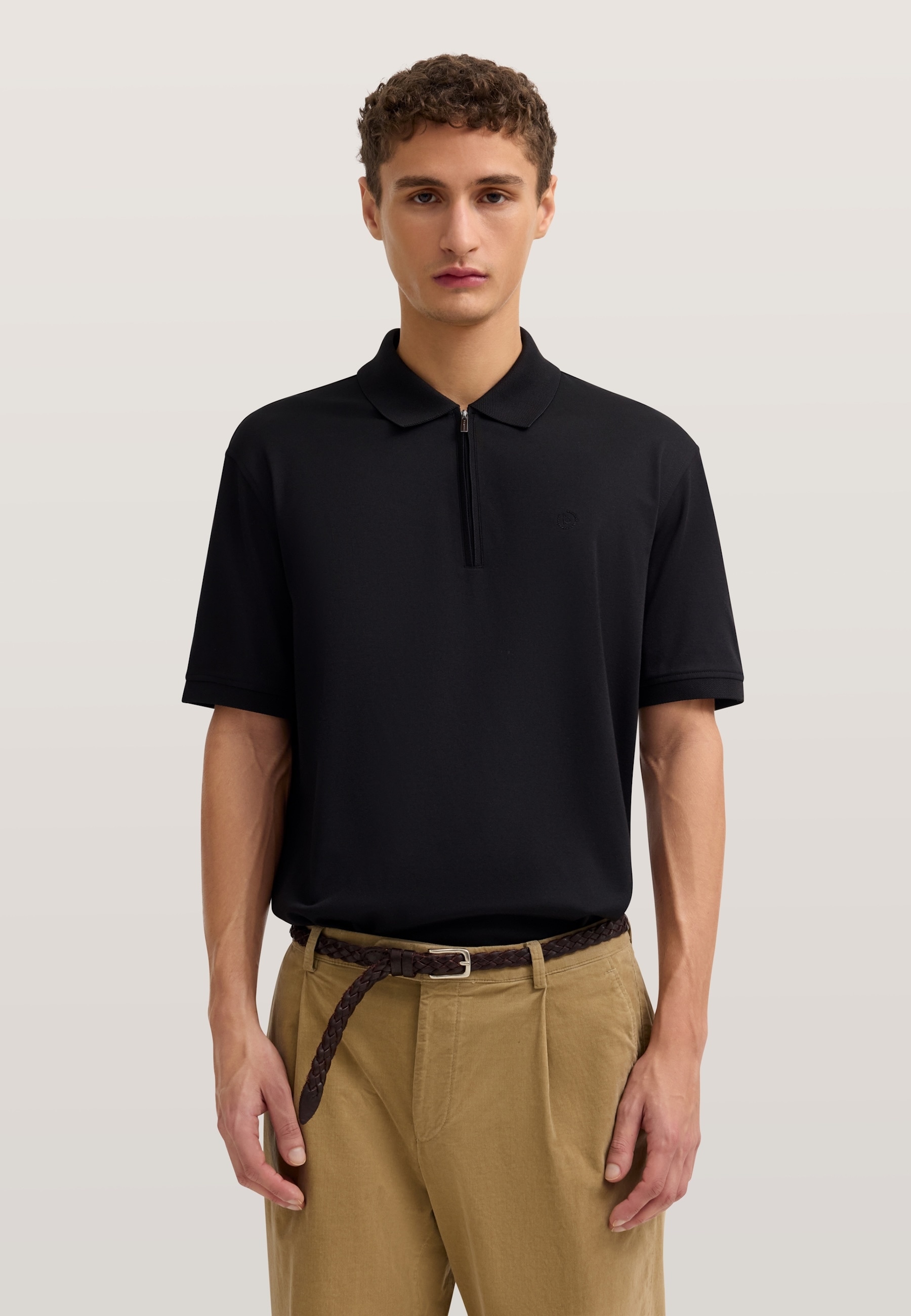 bugatti Poloshirt mit kurzem Reißverschluss