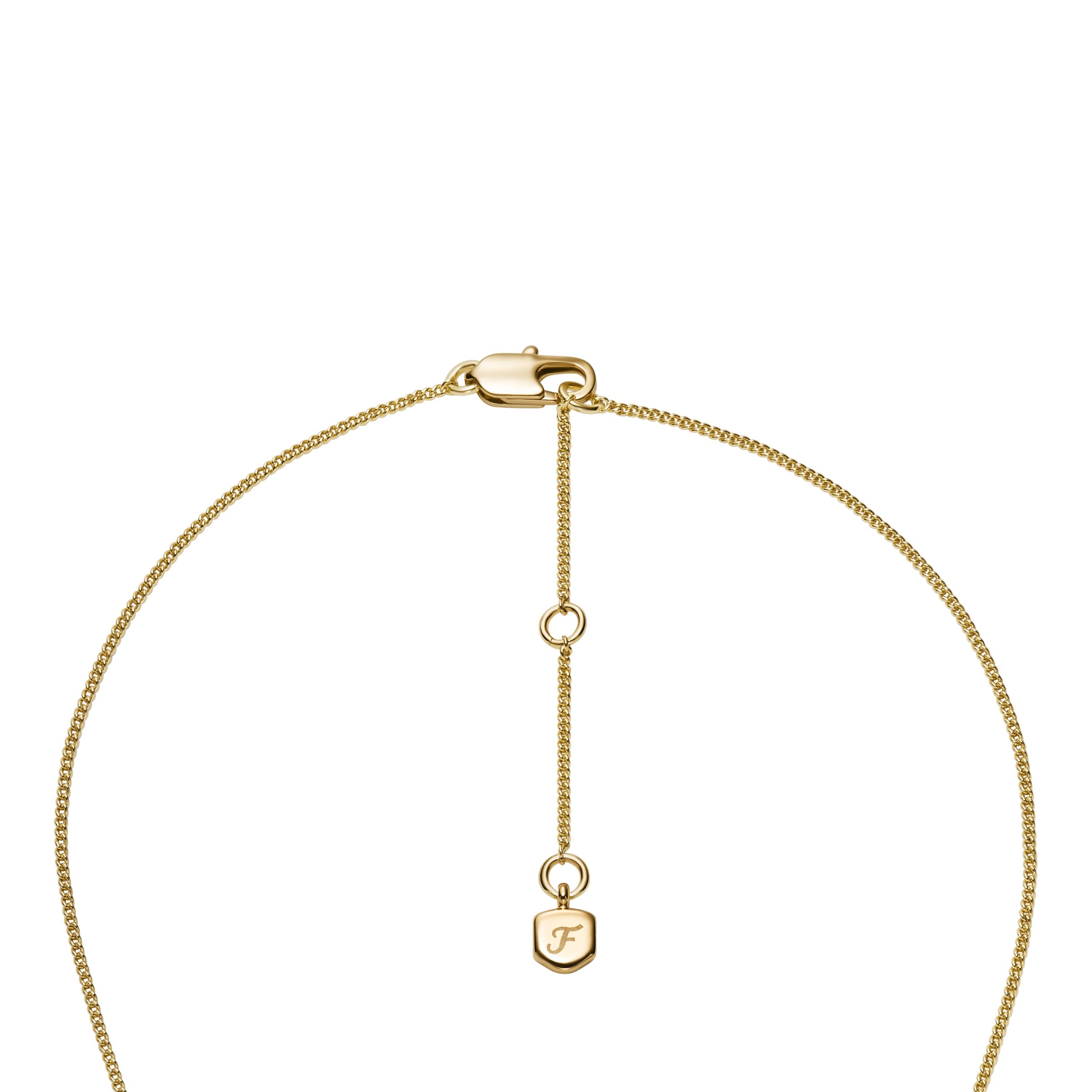 Kette mit Anhänger FOSSIL "Schmuck Geschenk Metall ELLIS", gelbgoldfarben, kristallweiß, Halsketten, Damen, Metall, L: 45,5 B: 1mm, mit Zirkonia (synth.), B:1mm 5