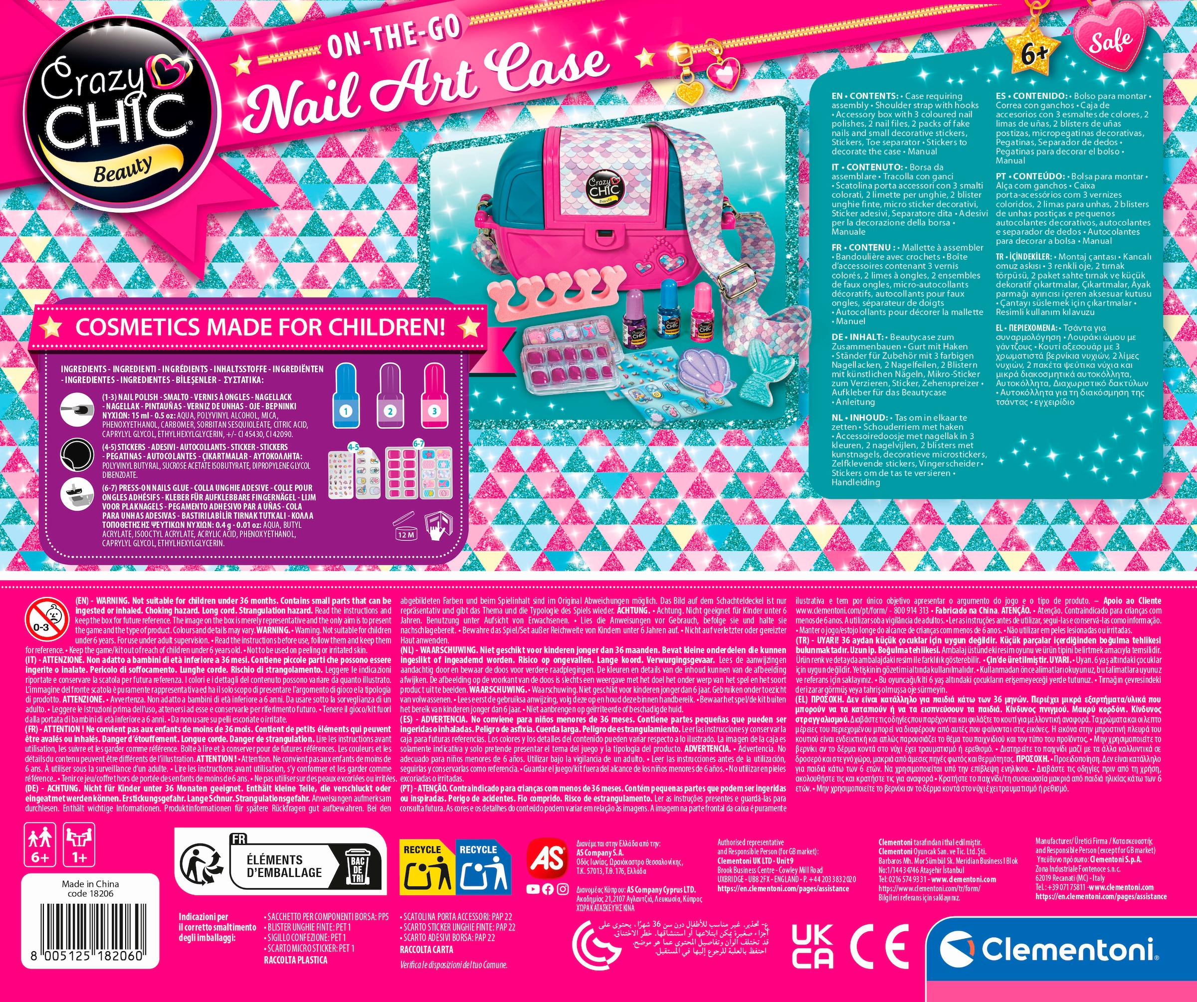 Clementoni® Kreativset »Crazy Chic, Nail-Art Tasche für unterwegs«