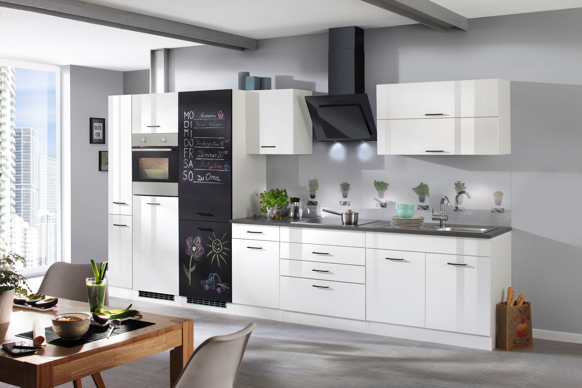 KOCHSTATION Küchenzeile »KS-Trier« mit E-Geräten, Breite 380 cm