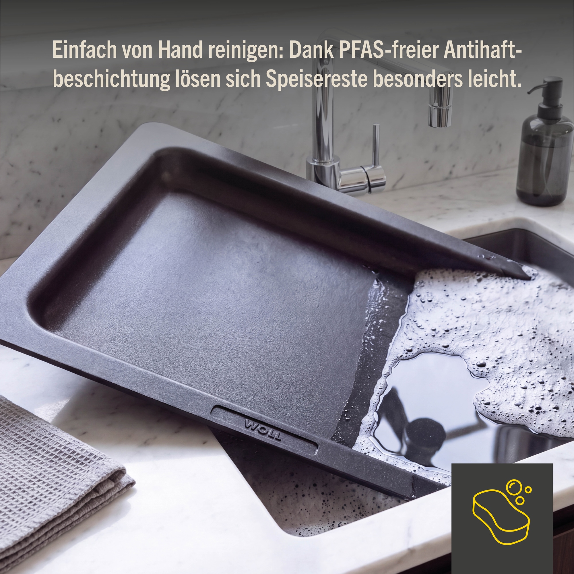 WOLL Backblech »WOLL D-Lite Aluminium Backplatte, PFAS-frei bis 300 °C« Aluminium 1 Stk. tlg. BACKBLECH: QXR-Oberfläche, 4 mm Aluguss, 3 cm flach