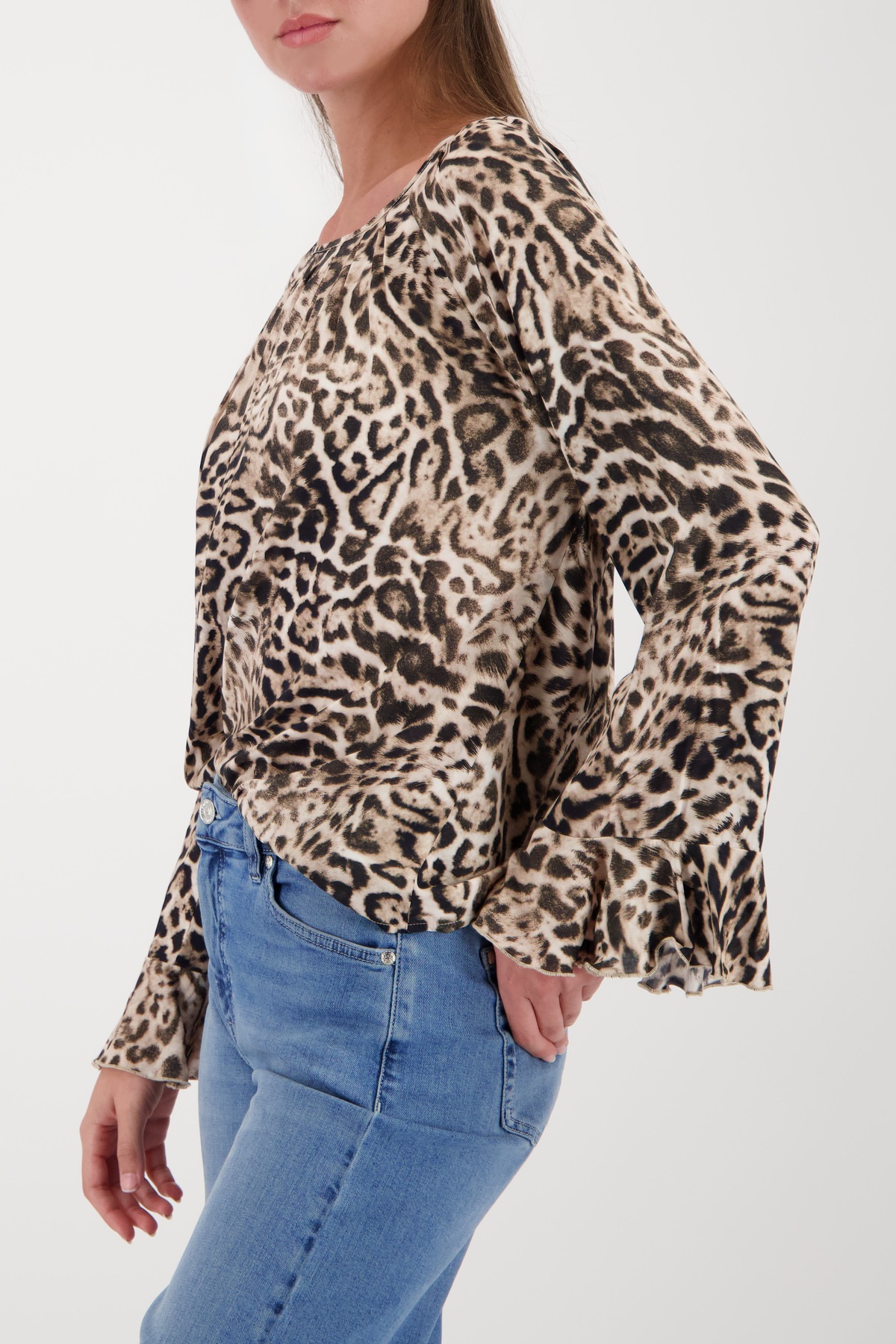 Monari Langarmbluse »Bluse Leodruck allover« Regular fit mit Leo-Print