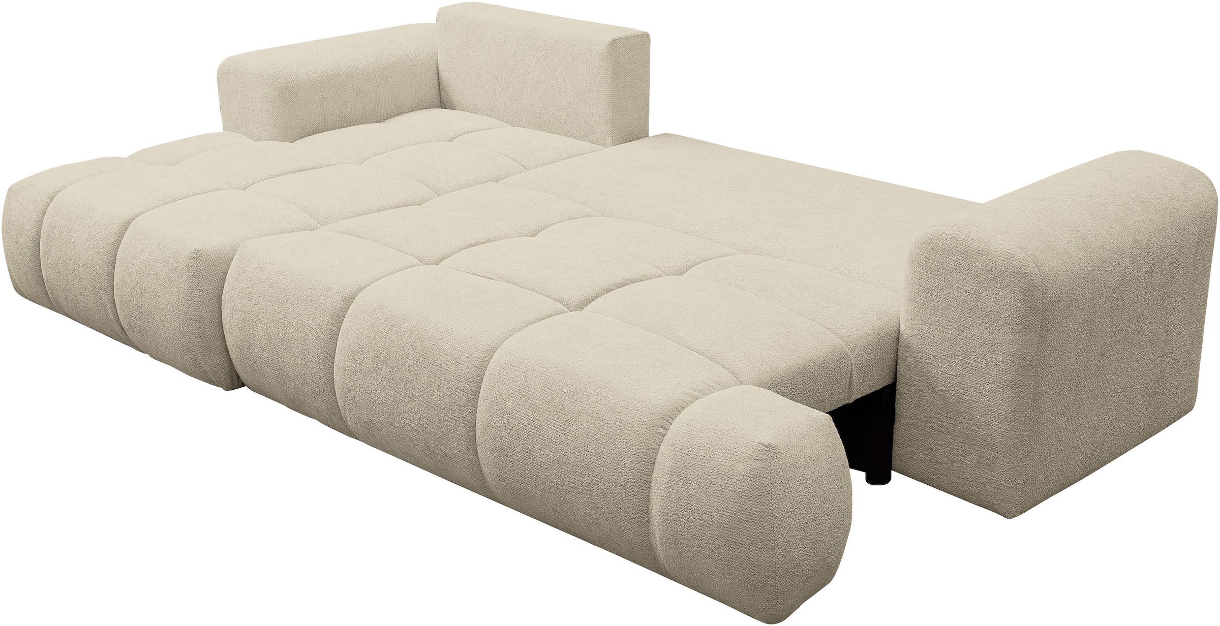 WERK2 Ecksofa »Ewela-Bubble, inkl. Bettfunktion & Bettkasten, bequem, Breite 265cm« moderner Boucle Bezug, Liegefläche 200/140cm