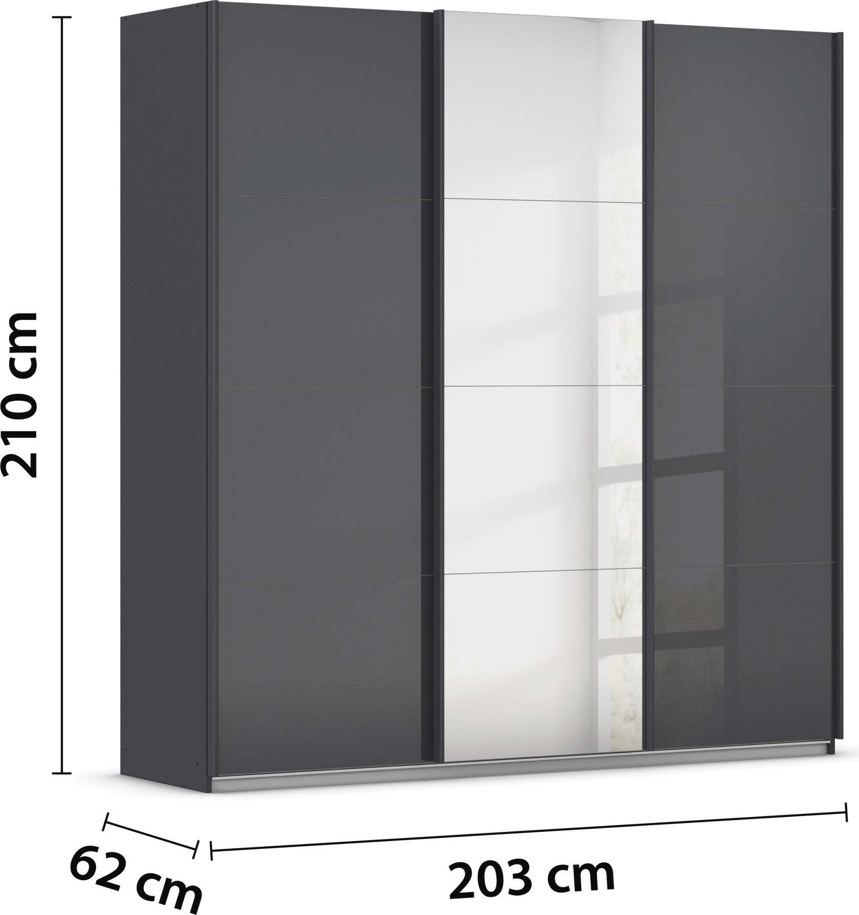 rauch Schwebetürenschrank »Kleiderschrank Kleiderschränke Schrank Garderobe AGORDO mit Glasfront«, durchdachte Innenausstattung, in 4 Breiten und 2 Höhen MADE IN GERMANY