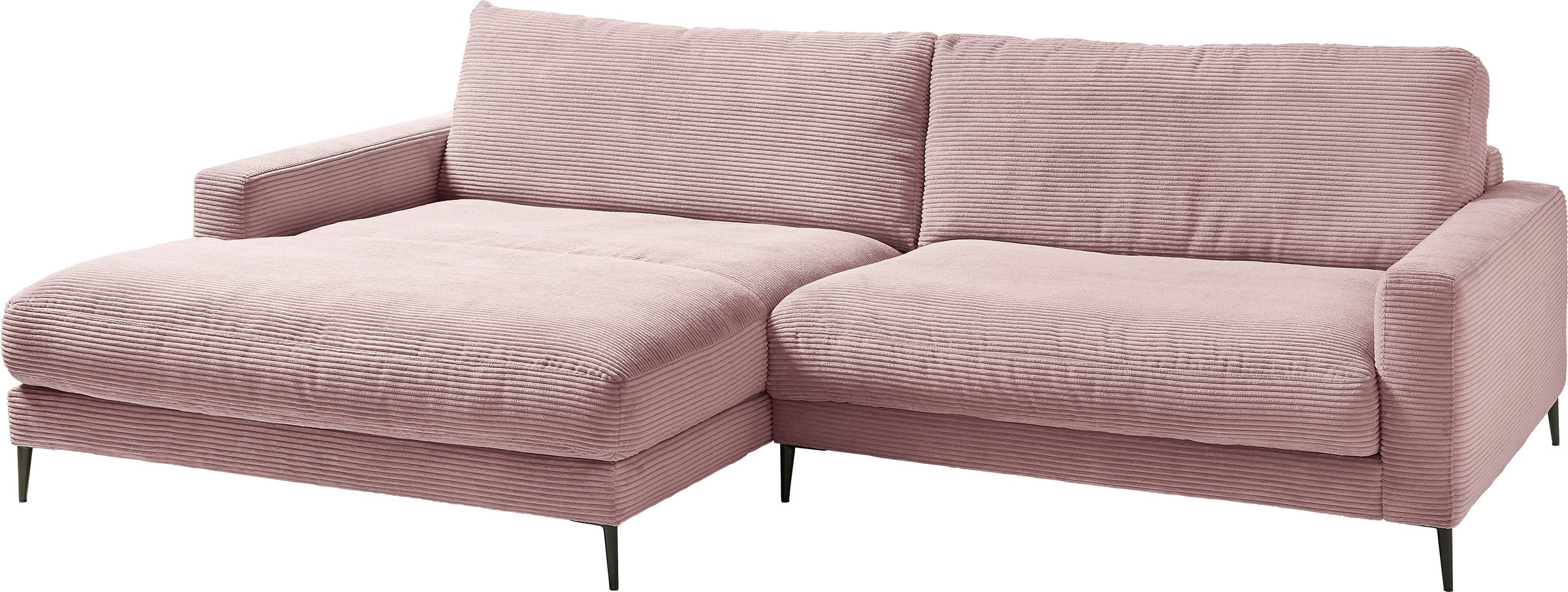 INOSIGN Ecksofa »Downtown, B/T/H: 272/190/84 cm L-Form«, weicher Sitzkomfort auch in Cord und Bouclé, incl. Zierkissen