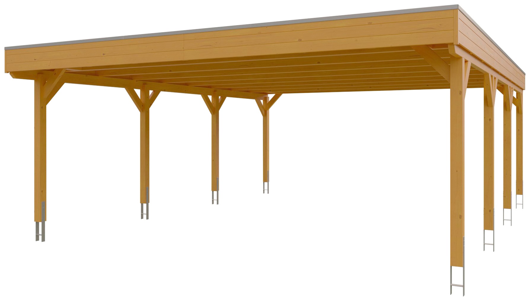 Skanholz Doppelcarport »Grunewald«, Leimholz-Nordisches Fichtenholz, hellbraun, mit Aluminiumdach