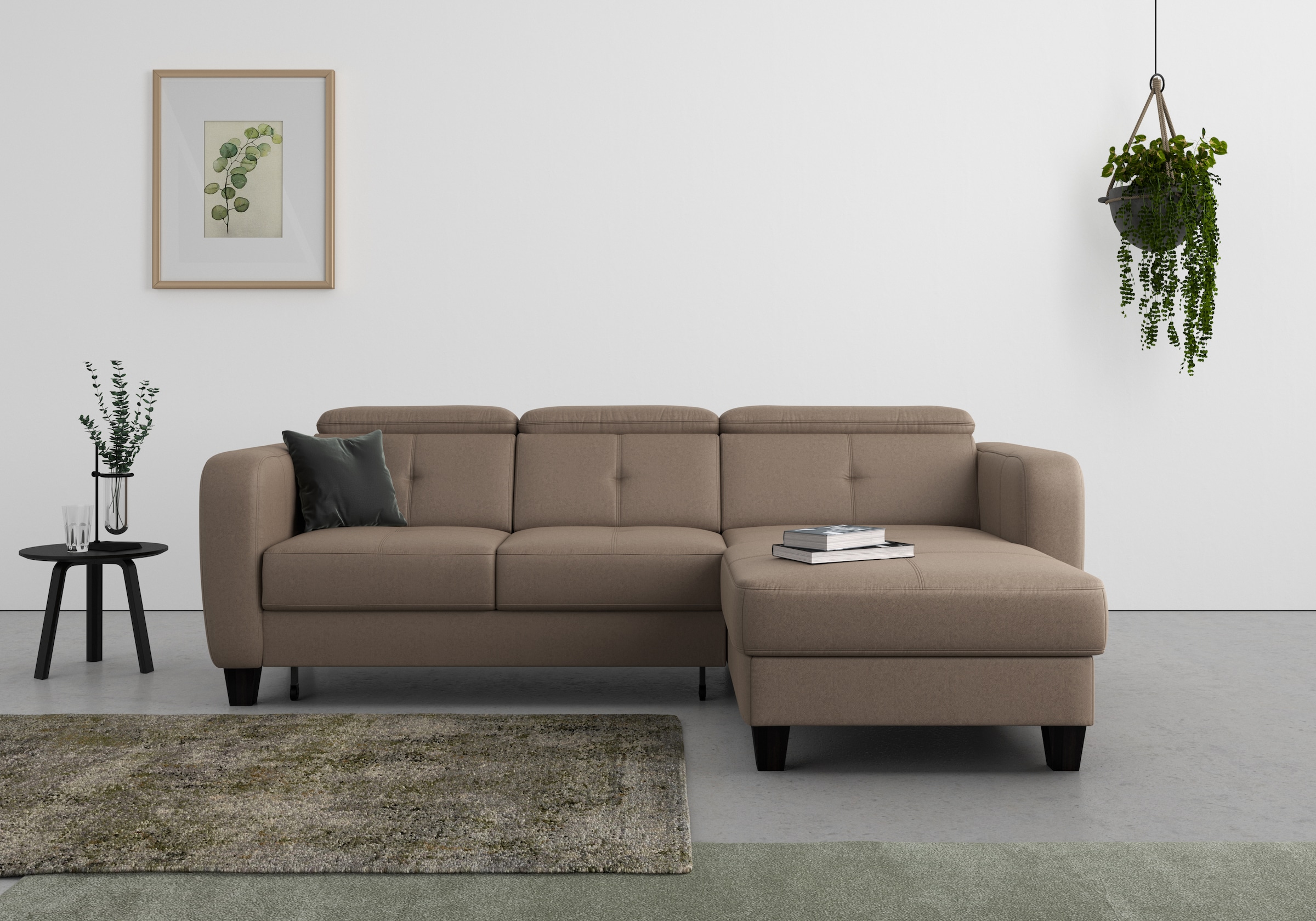 sit&more Ecksofa "Belluci L-Form" inklusive Federkern, wahlweise mit Schlaffunktion und Bettkasten